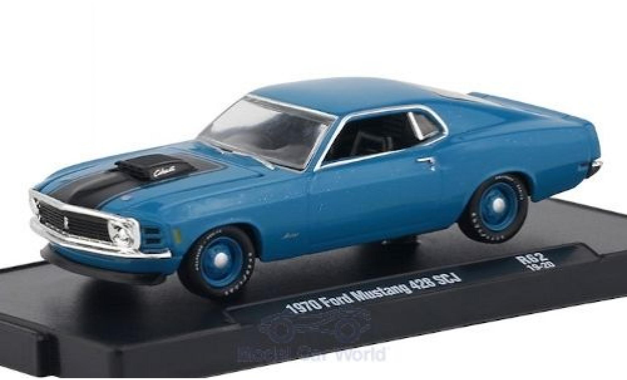 Ford Mustang 1/64 M2 Machines 428 SCJ metallic blue/matt-black 1970 diecast model cars