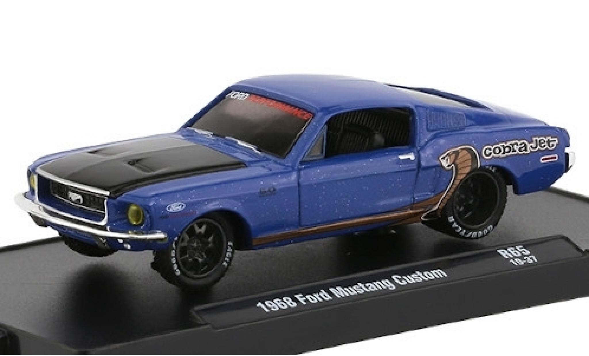 Ford Mustang 1/64 M2 Machines Custom metallic blue/matt-black Perfomance 1968 diecast model cars
