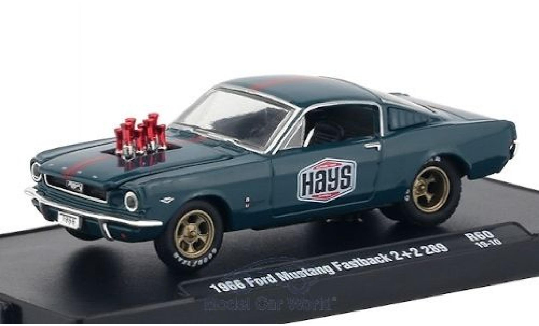 Ford Mustang 1/64 M2 Machines Fastback 2+2 289 blue/matt-red Hays 1966 diecast model cars
