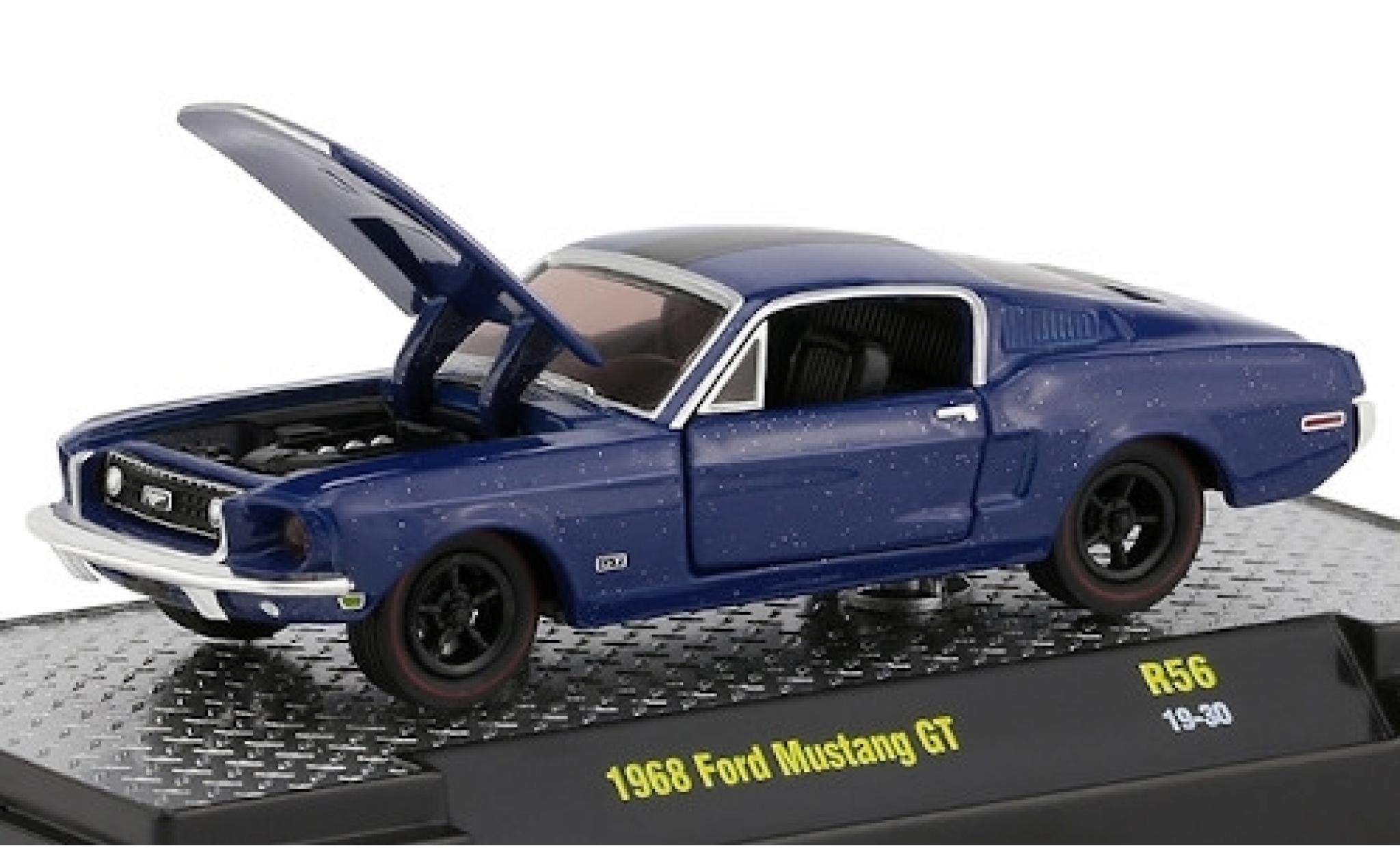Ford Mustang 1/64 M2 Machines GT metallic blue/matt-black 1968 diecast model cars