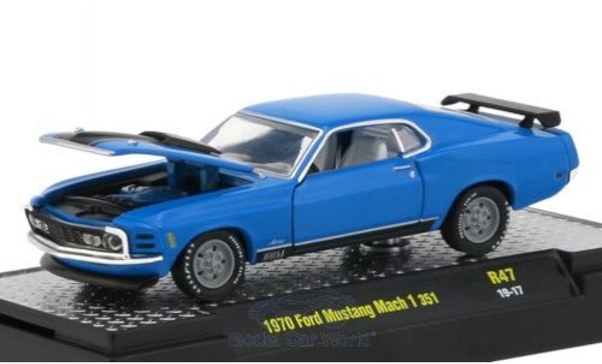 Ford Mustang 1/64 M2 Machines Mach 1 351 blue/matt-black 1970 diecast model cars
