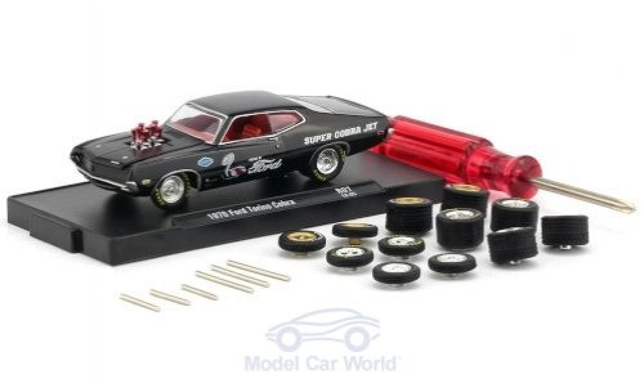 Ford Torino 1/64 M2 Machines Cobra black 1970 inklusive 12 Austauschr&auml;dern 6 Achsen und 1 Schraubenzieher Auto-Wheels Release 06 diecast model cars