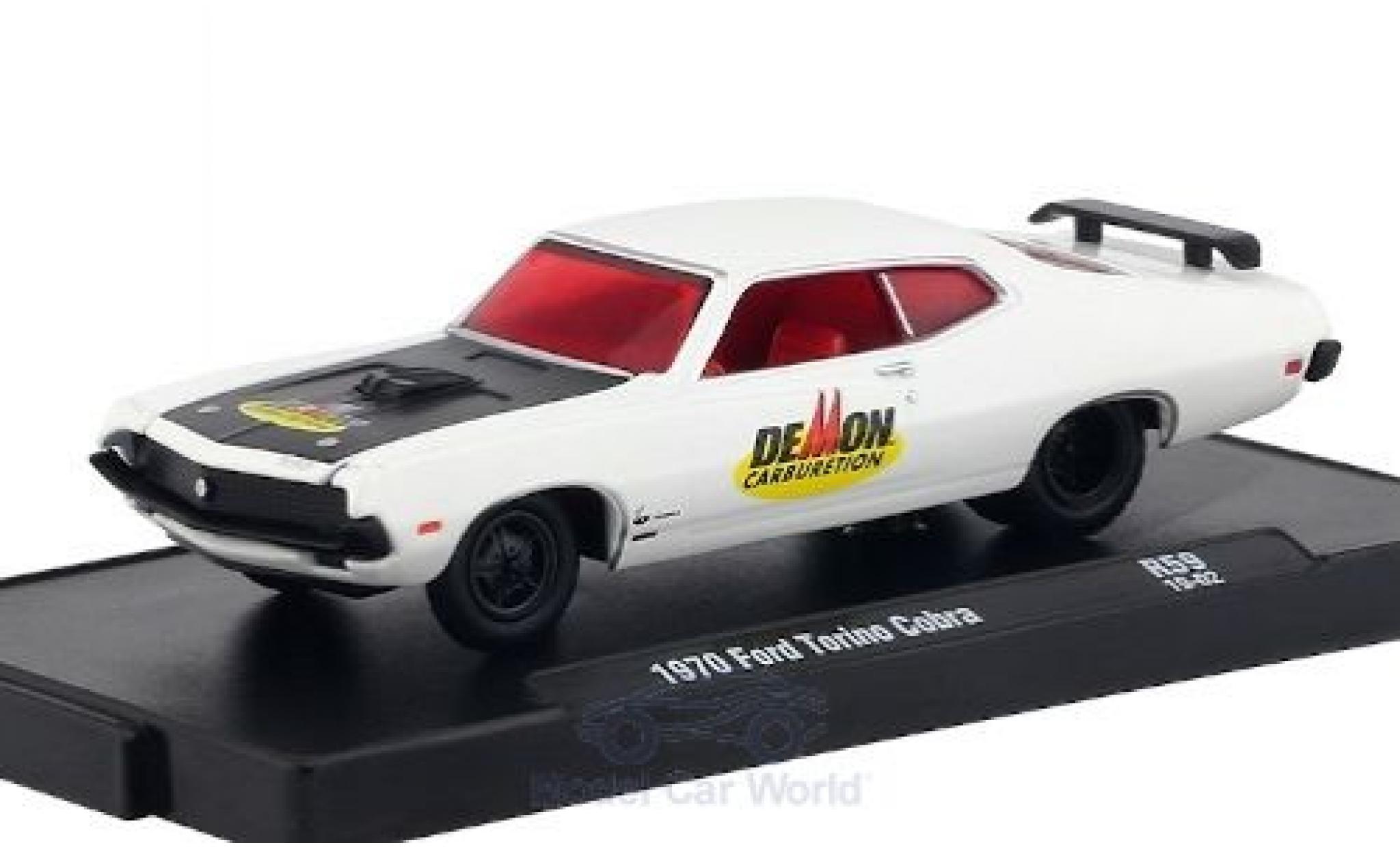 Ford Torino 1/64 M2 Machines Cobra white/Dekor DeMon Carburetion 1970 diecast model cars