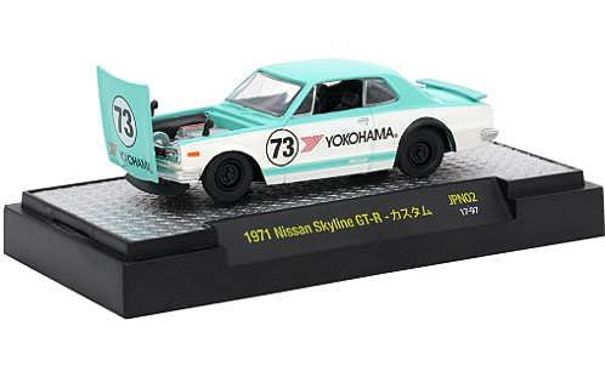 Nissan Skyline 1/64 M2 Machines GT-R green/white RHD 1971 Nr.73 diecast model cars