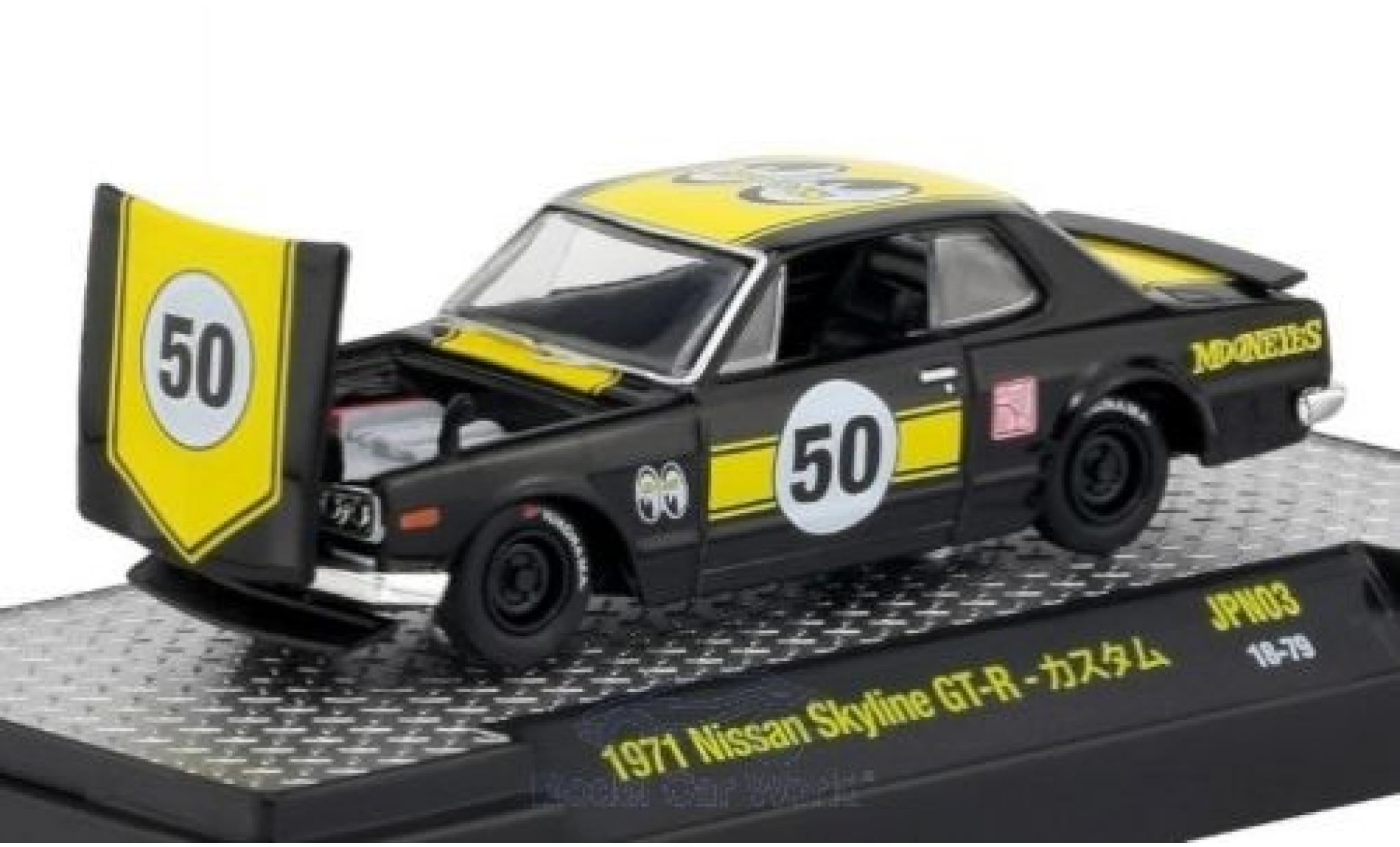 Nissan Skyline 1/64 M2 Machines GT-R black/yellow 1971 diecast model cars