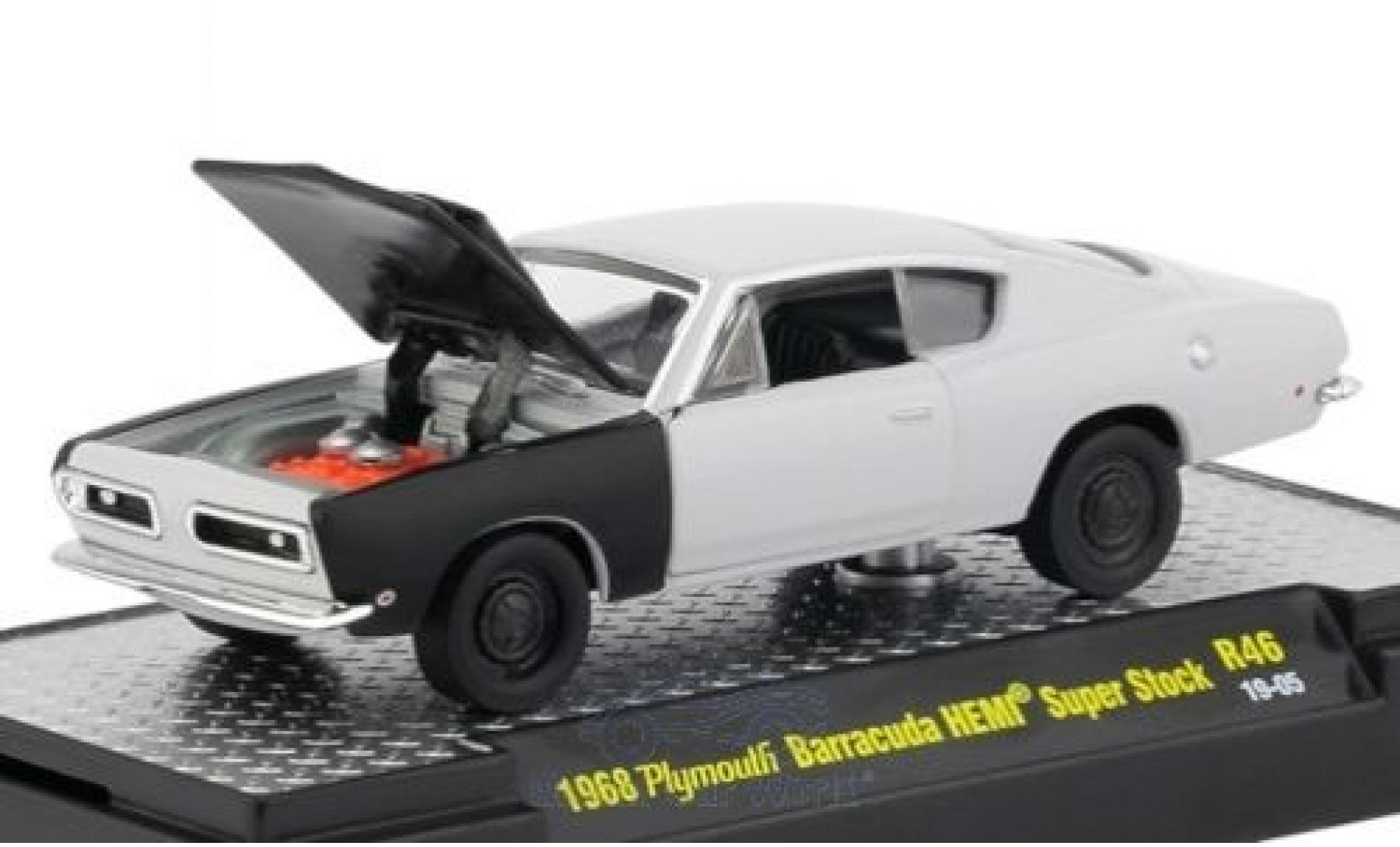 Plymouth Barracuda 1/64 M2 Machines HEMI Super Stock matt-grey/matt-black 1968 diecast model cars