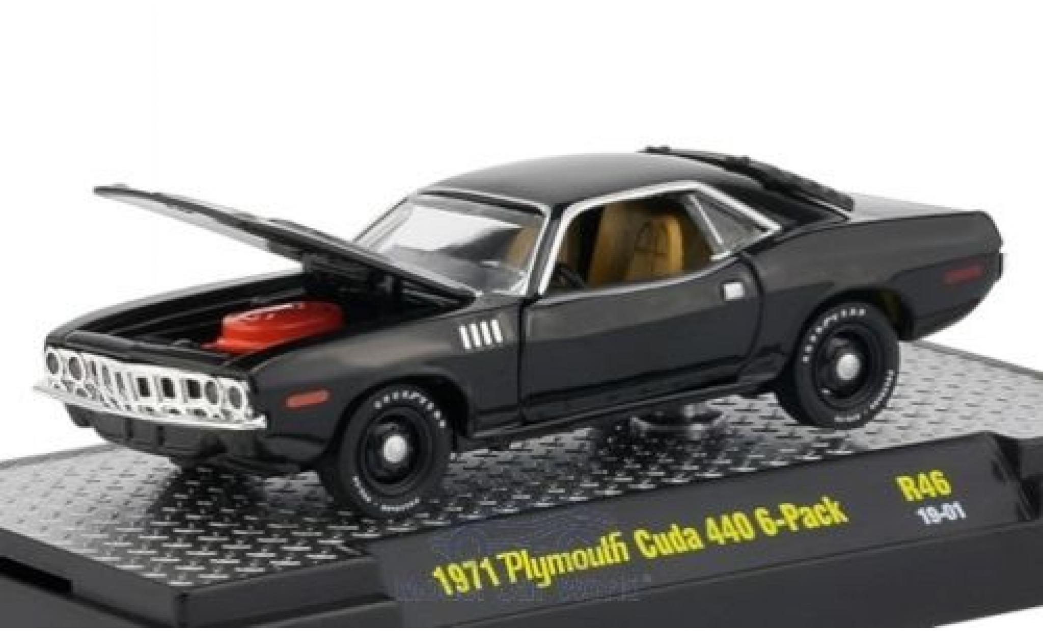 Plymouth Cuda 1/64 M2 Machines 440 6-Pack black 1971 diecast model cars