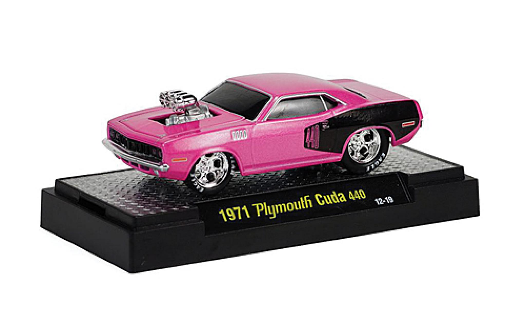 Plymouth Cuda 1/64 M2 Machines 440 Tuning lila/black 1971 Ground Pounders diecast model cars