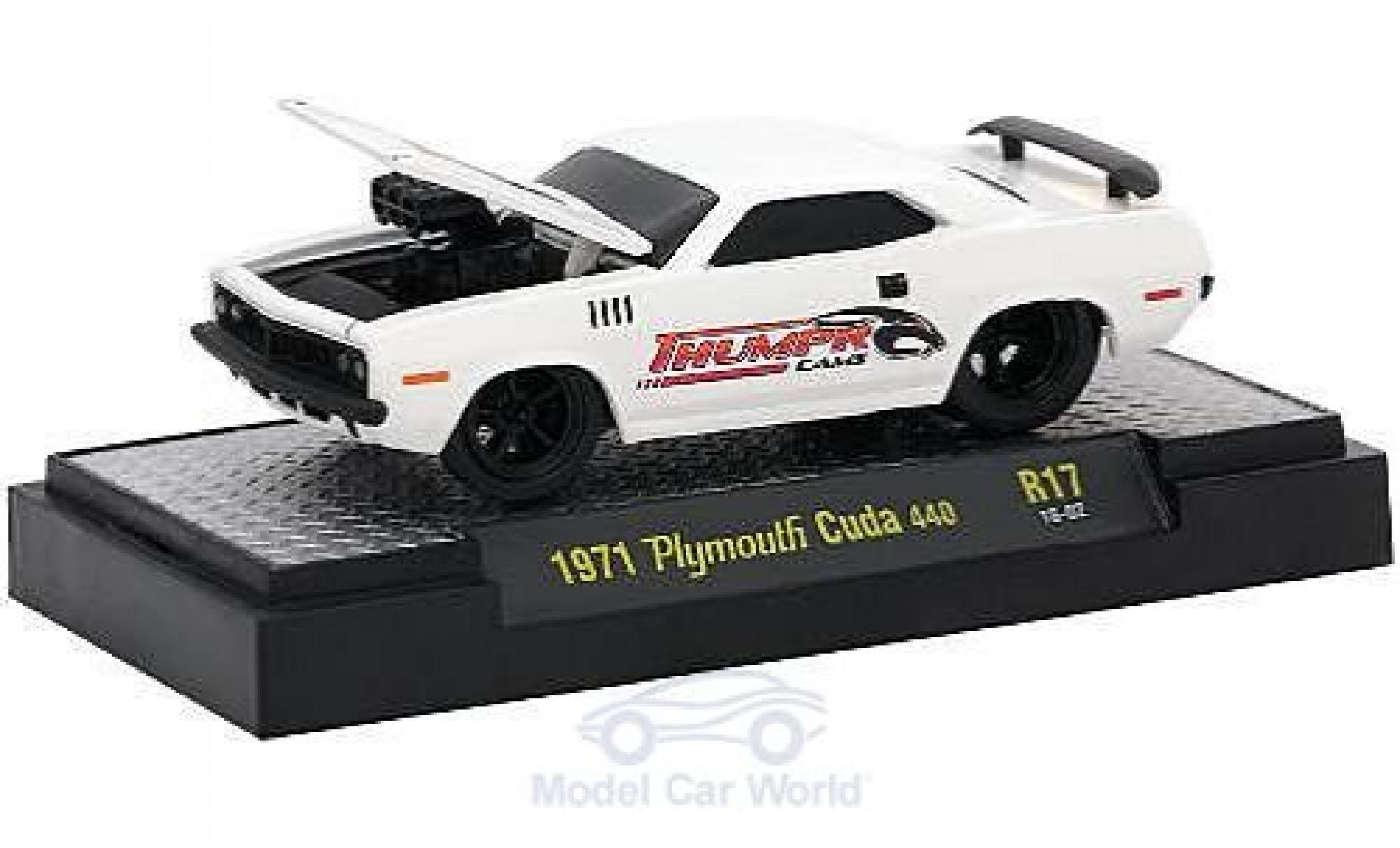 Plymouth Cuda 1971 1/64 M2 Machines 440 white Thumpr Cams 1971 diecast model cars