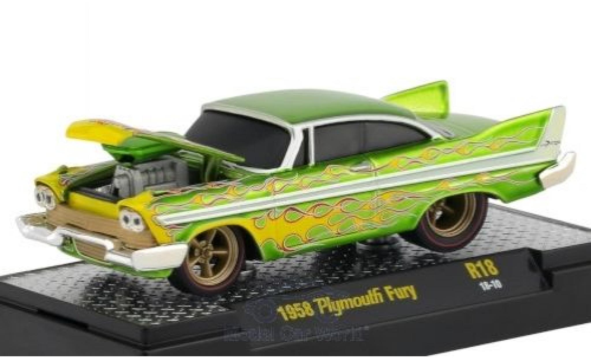 Plymouth Fury 1/64 M2 Machines metallic green/Dekor 1958 diecast model cars