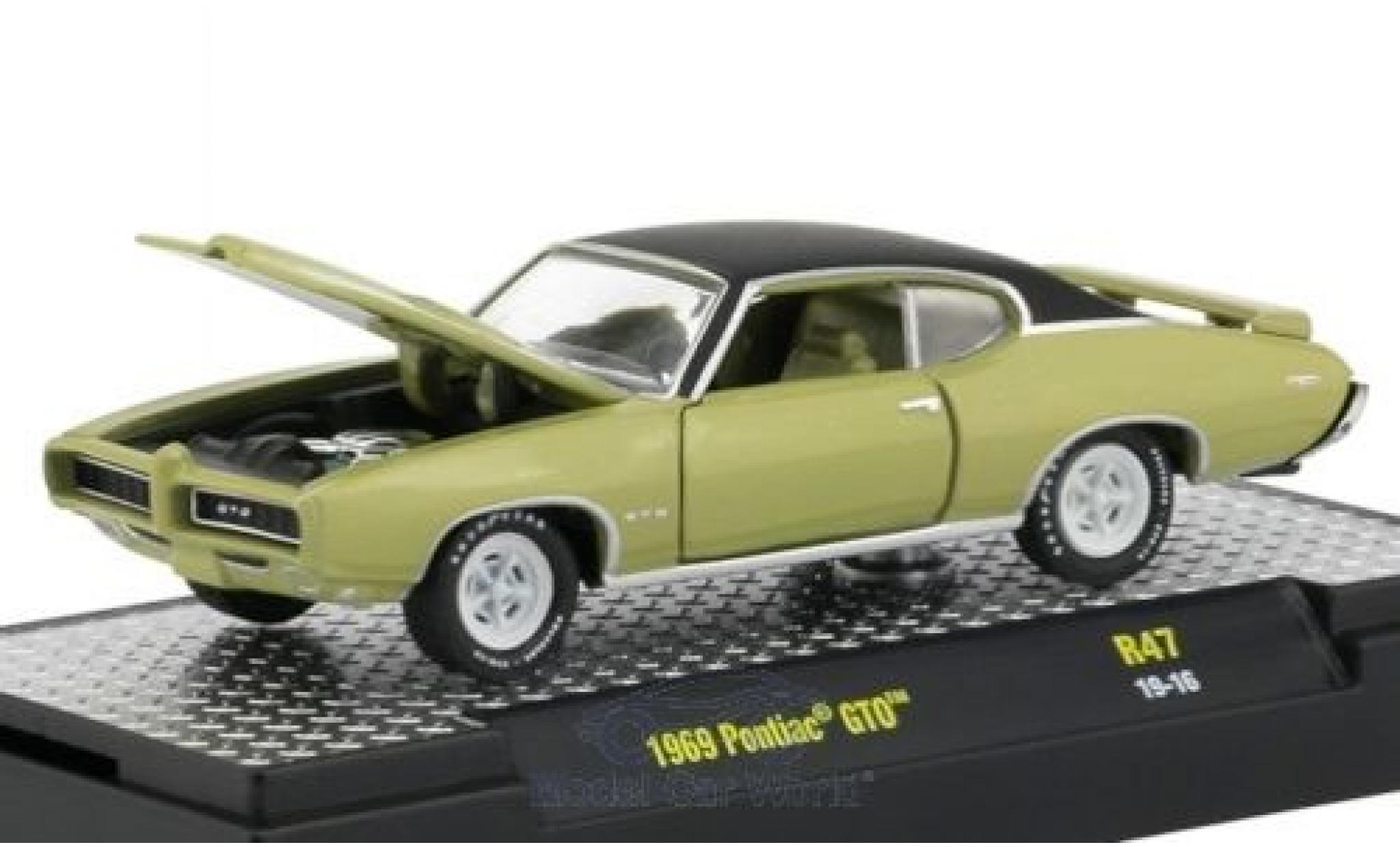 Pontiac GTO 1/64 M2 Machines metallic green/matt-black 1969 diecast model cars