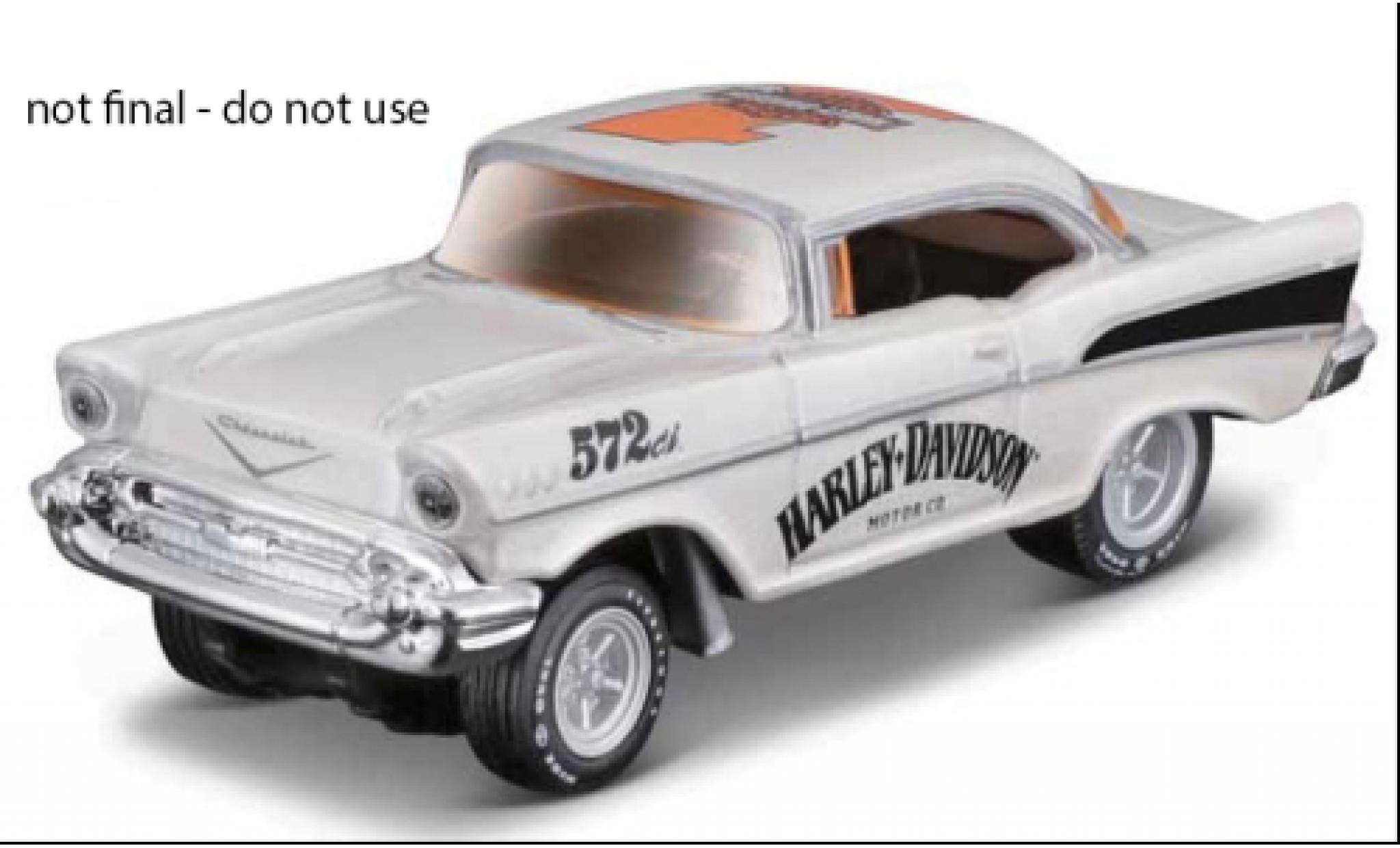 Chevrolet Bel Air 1/64 Maisto white/black Harley-Davidson 1957 diecast model cars