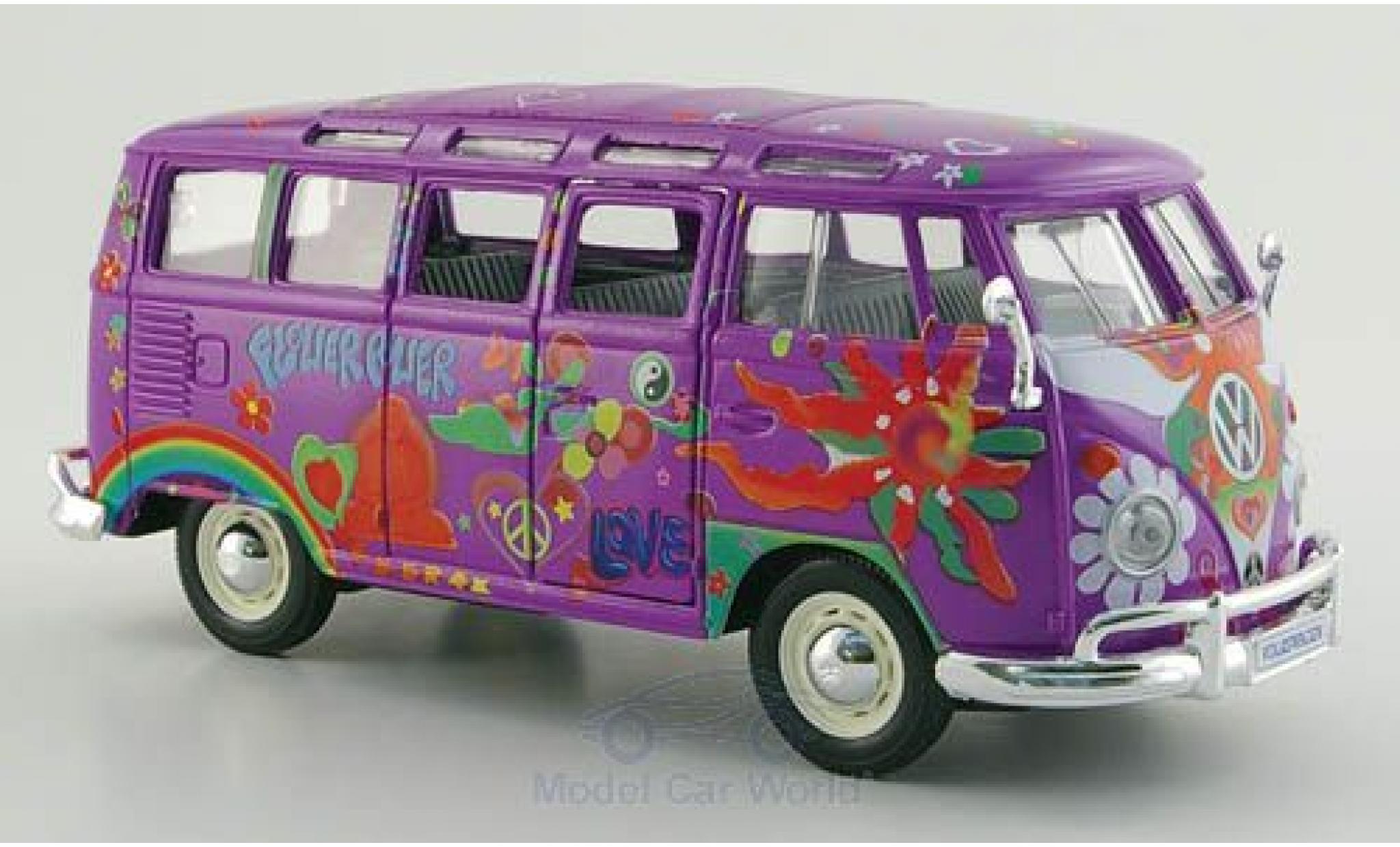 Volkswagen T1 B 1/24 Maisto Samba Bus lila/Dekor Hippie Massstab 1:25 diecast model cars