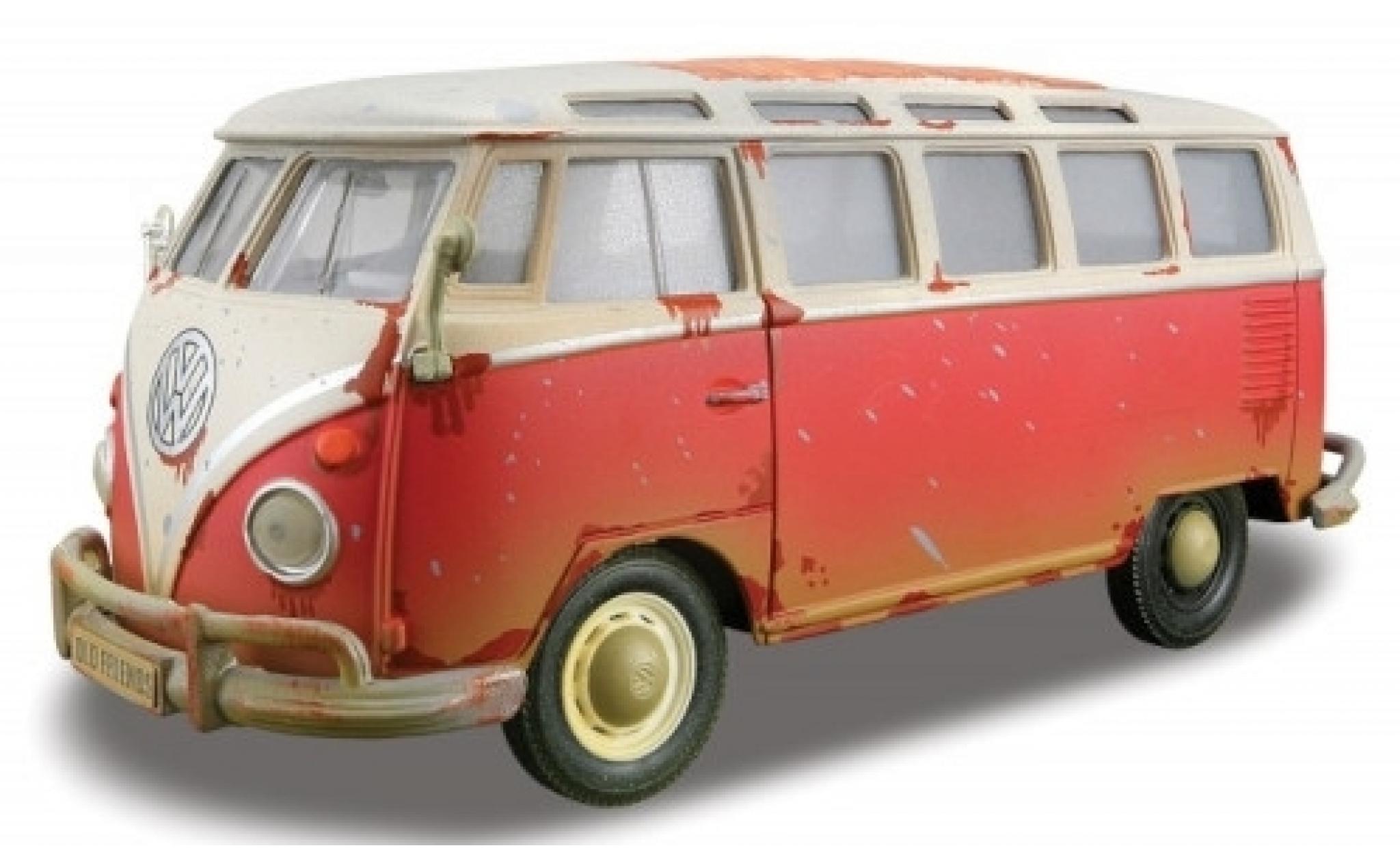 Volkswagen T1 1/24 Maisto Samba red/white 1960 USA-Version avec traces de vieilissement diecast model cars