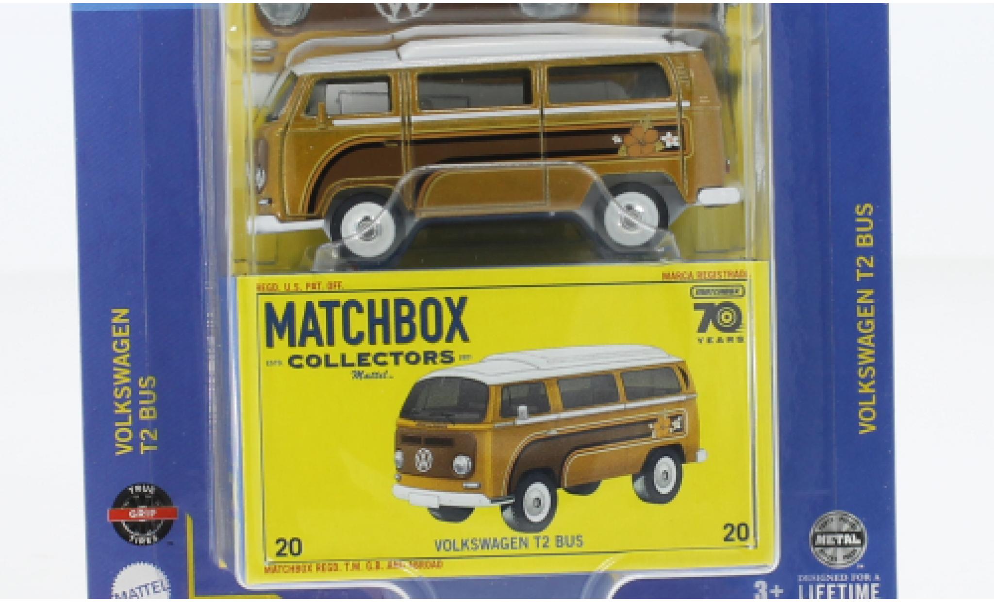 Volkswagen T2 1/64 Matchbox bus metallise beige/D&eacute;corer diecast model cars