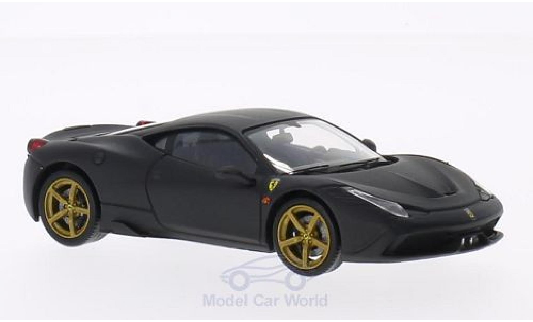 Ferrari 458 1/43 Hot Wheels Elite Speciale matt-black 2013 ohne Vitrine diecast model cars