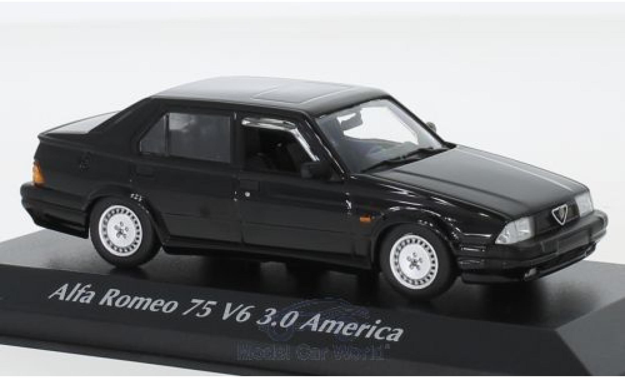 Alfa Romeo 75 1/43 Maxichamps V6 3.0 America black 1987 diecast model cars