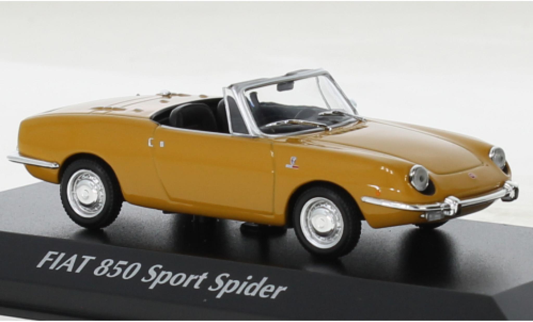 Fiat 850 1/43 Maxichamps Sport Spider metallise yellow 1968 diecast model cars