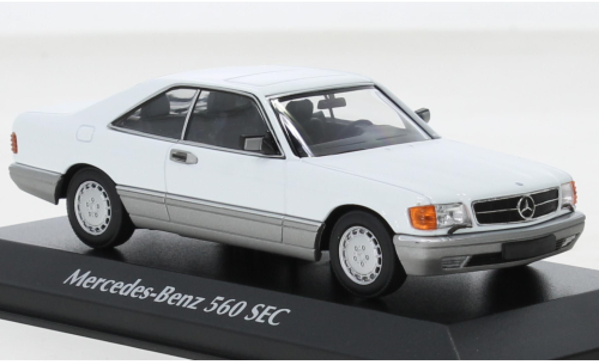 Mercedes 560 1/43 Maxichamps SEC (C126) white 1986 diecast model cars
