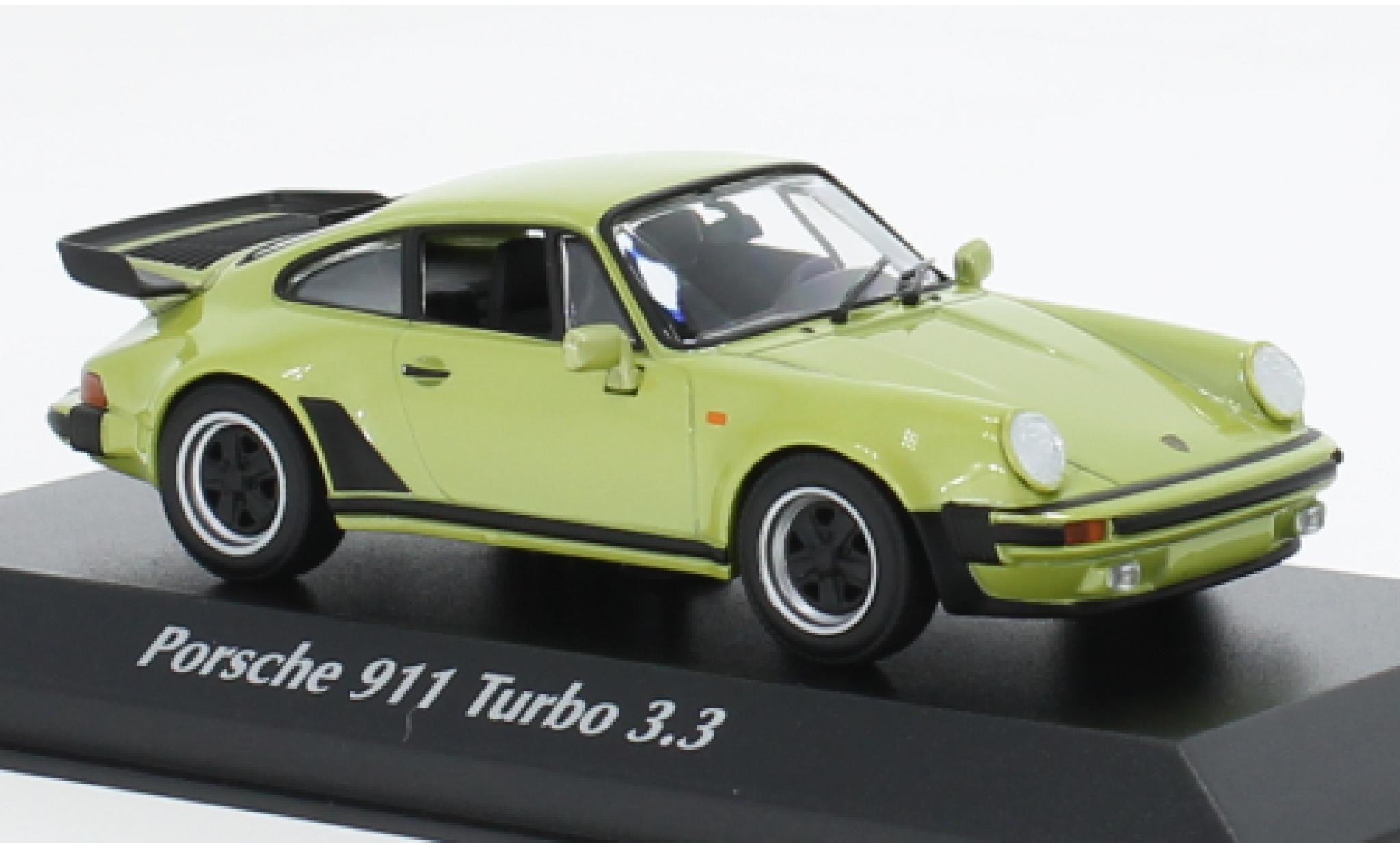 Porsche 930 Turbo 1/43 Maxichamps 911  3.3 metallise la chaux 1977 diecast model cars