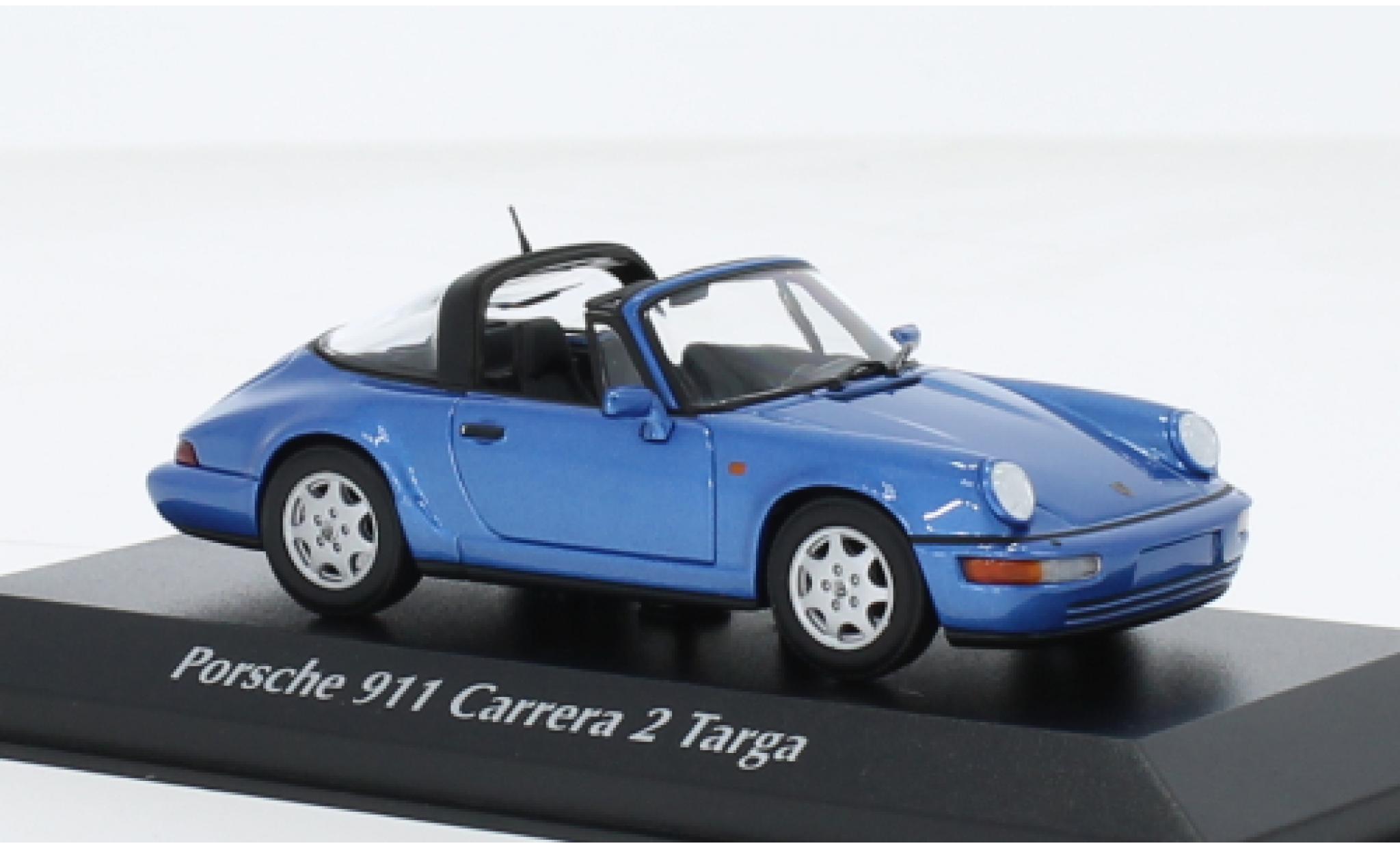 Porsche 964 1/43 Maxichamps 911  Carrera 2 Targa metallise blue 1991 diecast model cars