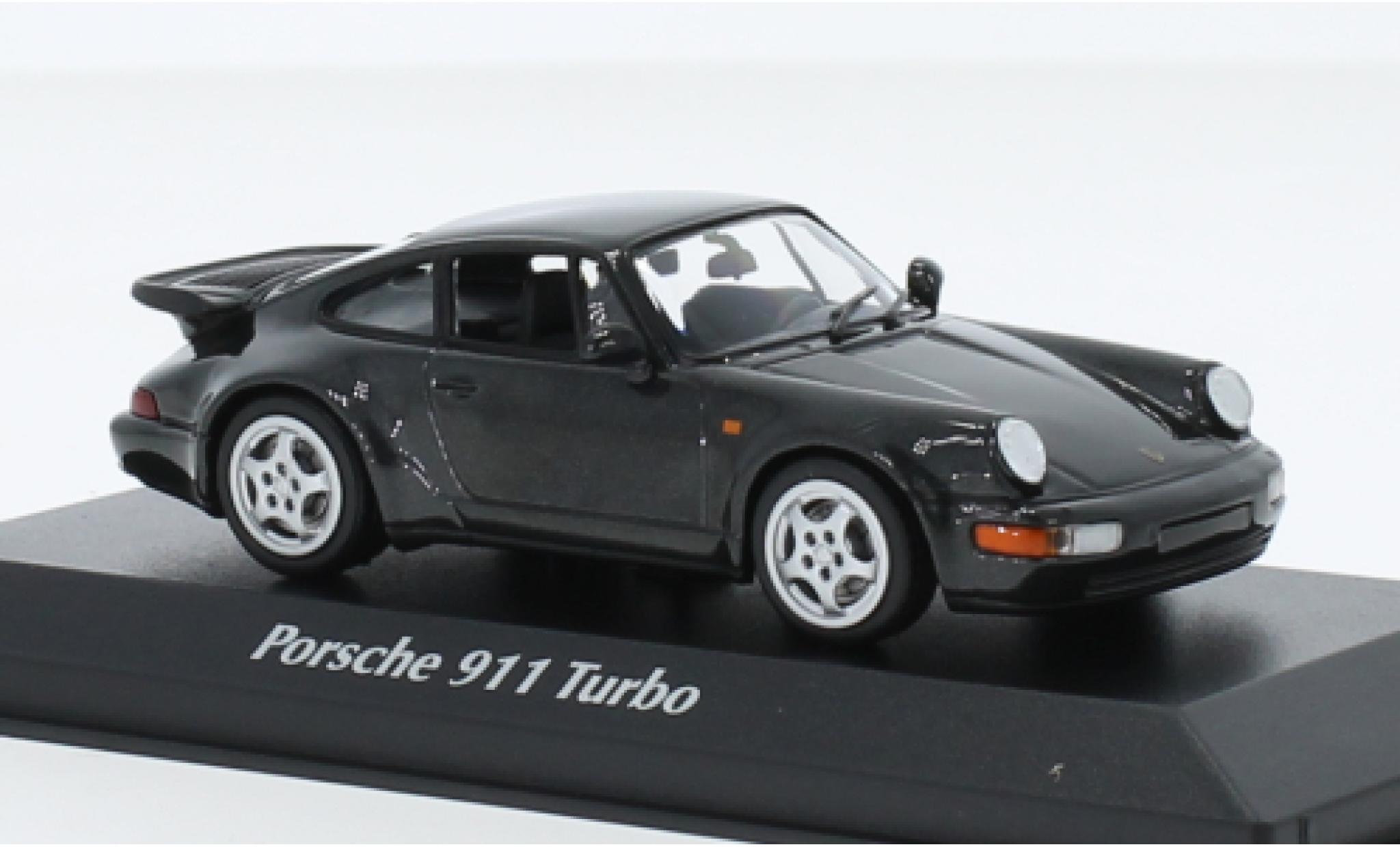 Porsche 964 Turbo 1/43 Maxichamps 911  metallise black 1990 diecast model cars