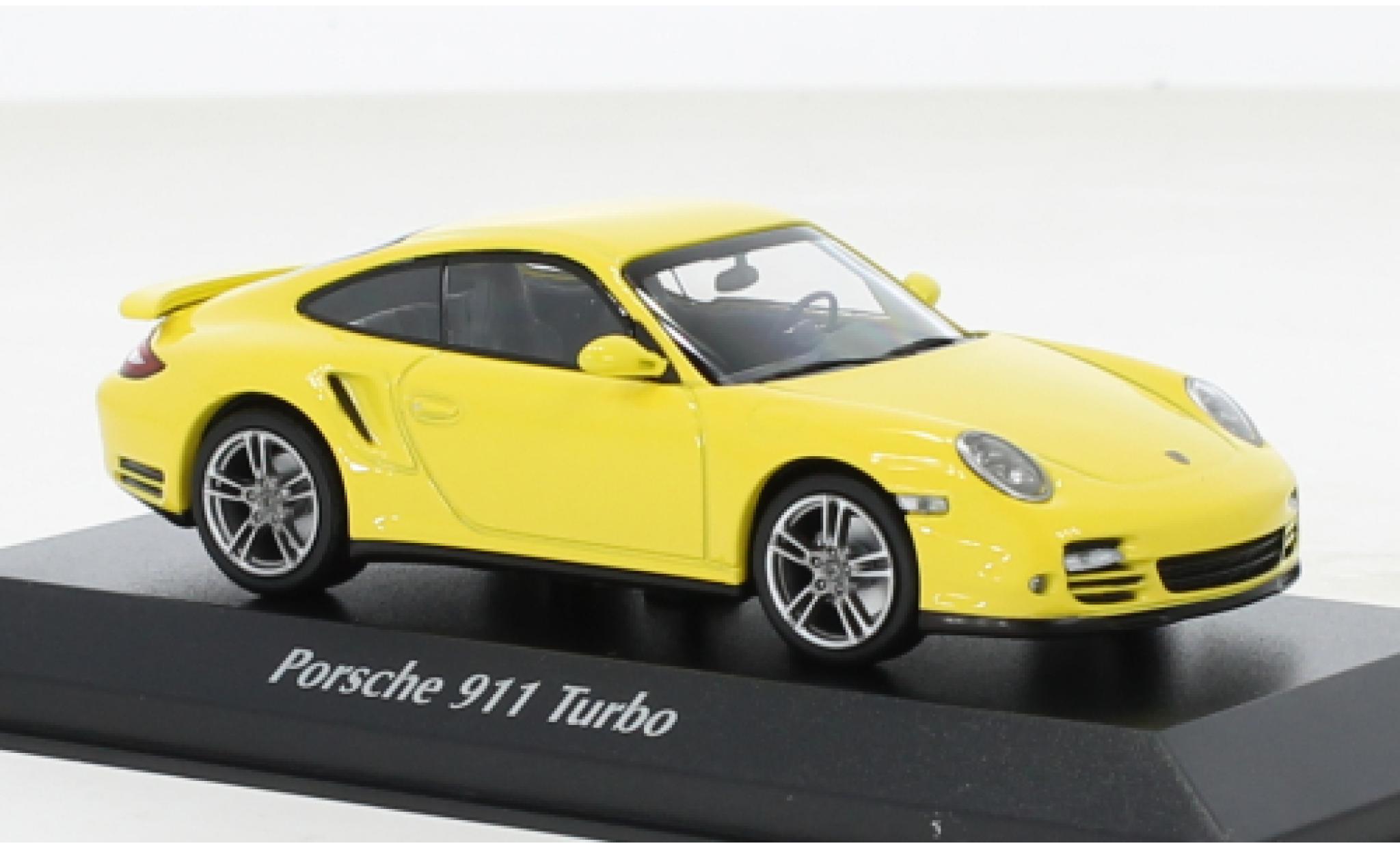Porsche 997 Turbo 1/43 Maxichamps 911  yellow 2009 diecast model cars