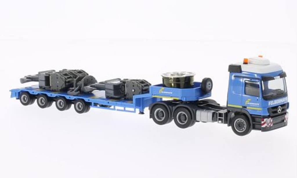 Mercedes Actros 1/87 Herpa L 08 Felbermayr (A) mit Hakenflaschen fur Liebherr LR 1600/2 (A) Semitieflade-SZ diecast model cars
