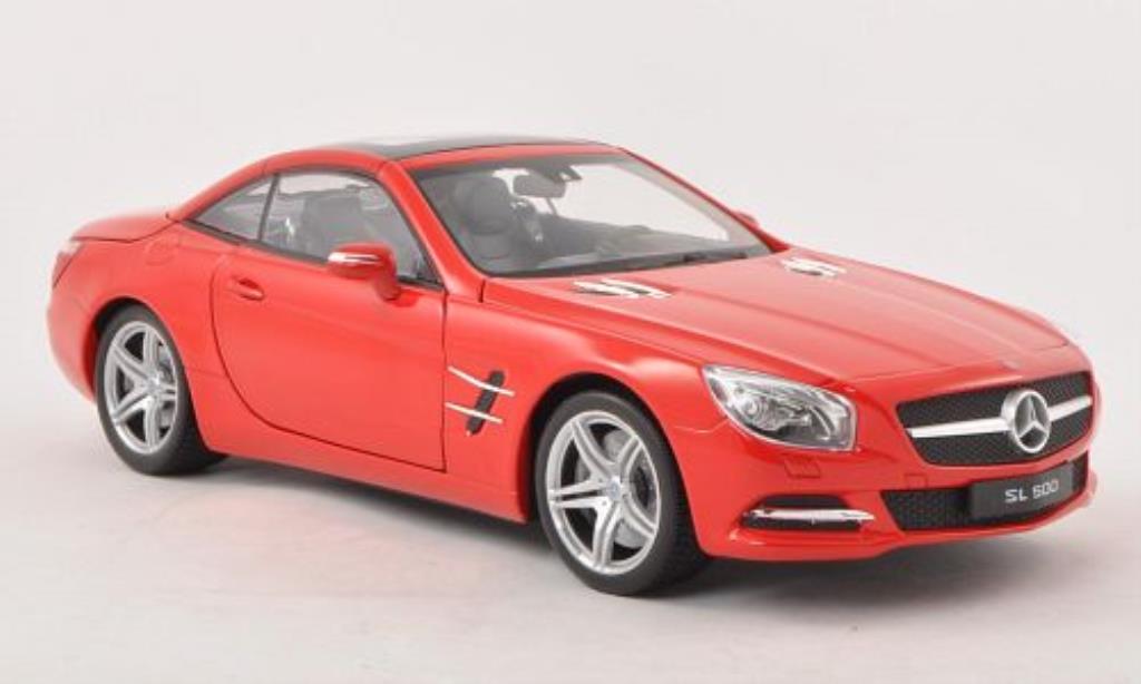 Mercedes Classe SL 500 1/18 Welly 500 (R231) red Verdeck geschlossen 2012 diecast model cars