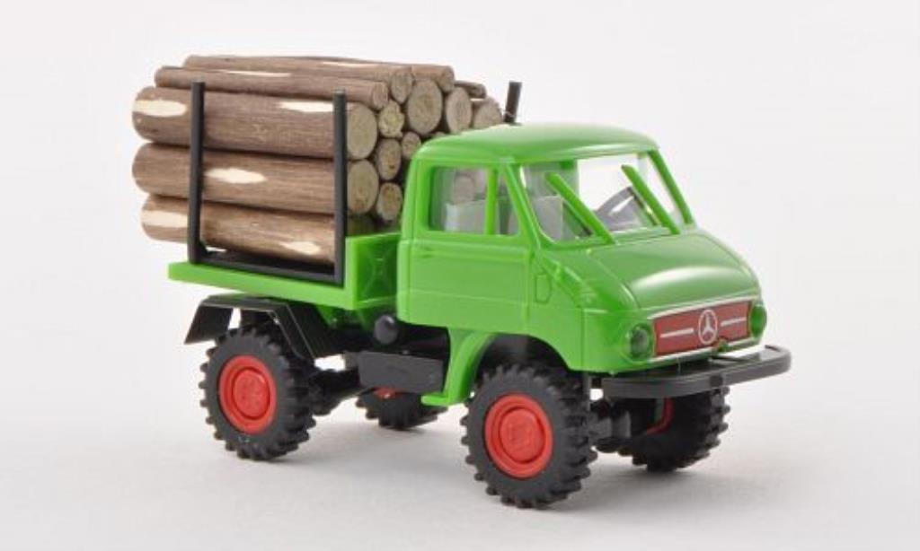 Mercedes Unimog 1/87 Brekina 411 grun mit Holzladung diecast model cars