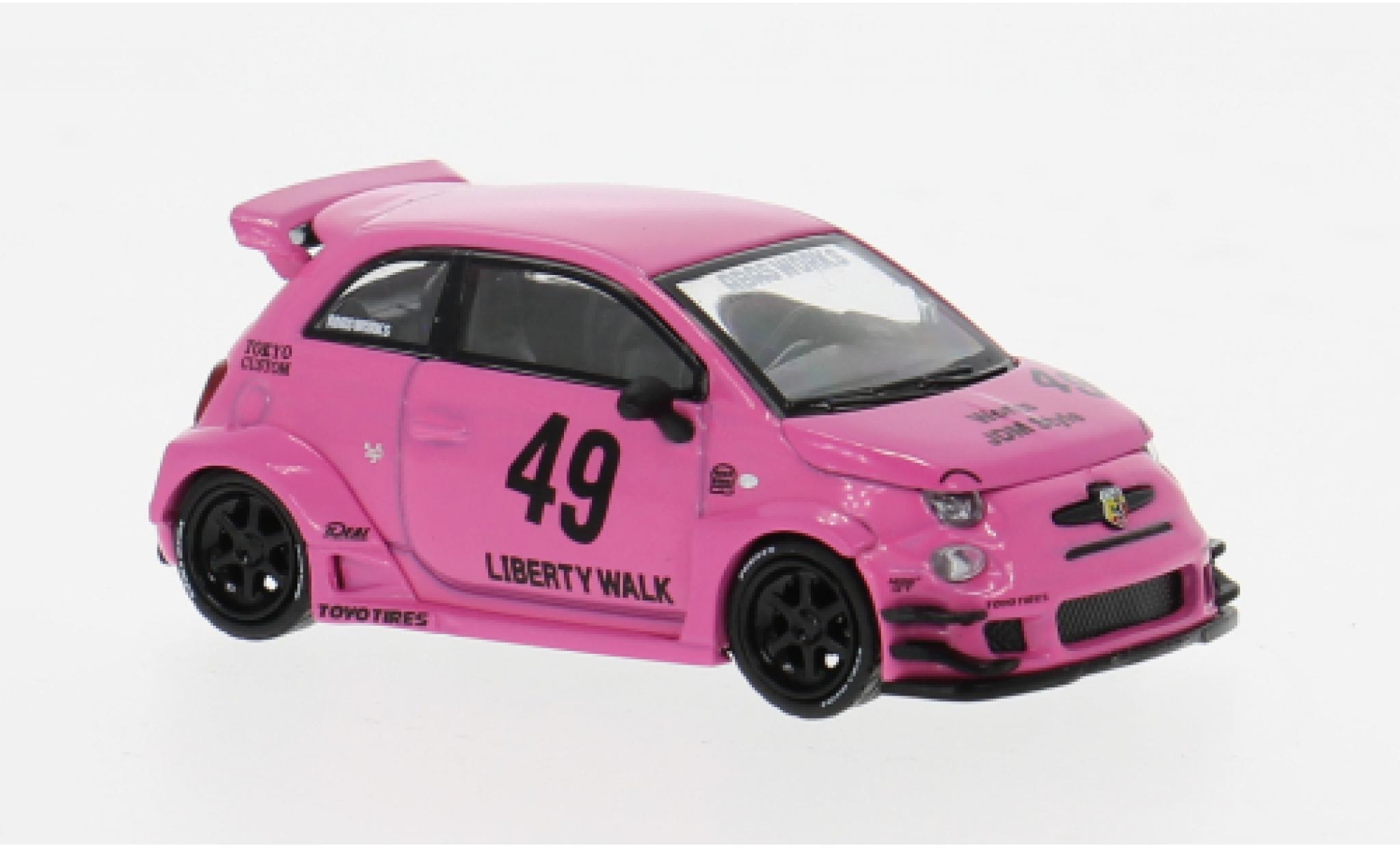 Fiat 595 1/64 Mini GT Abarth LB-Works pink 2024 1:64 diecast model cars