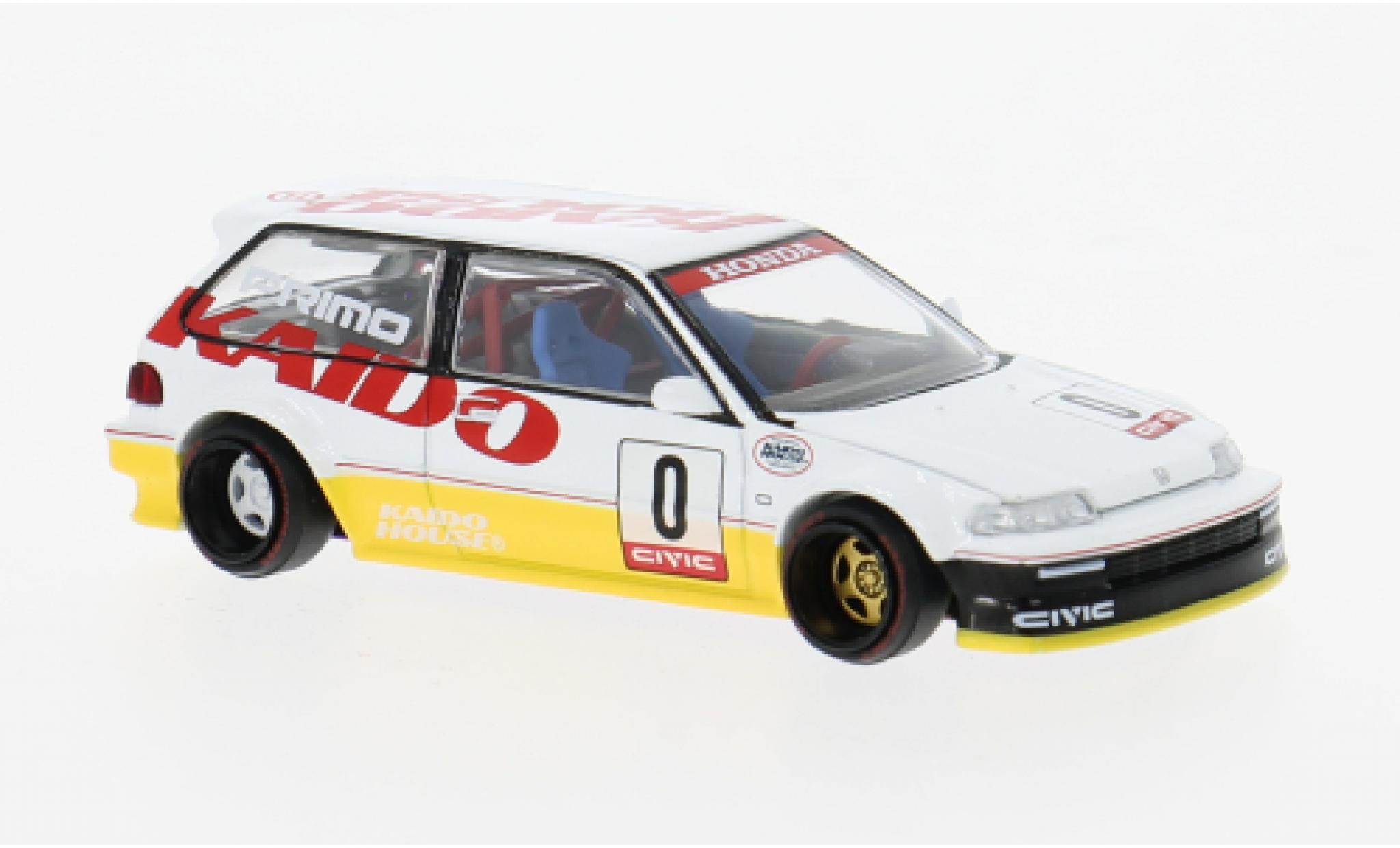Honda Civic 1/64 Mini GT (EF) Kanjo V1 white/yellow 1:64 diecast model cars