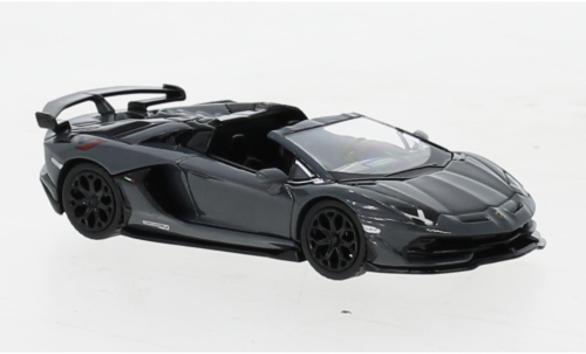 Lamborghini Aventador 1/64 Mini GT SVJ Roadster metallise grey diecast model cars