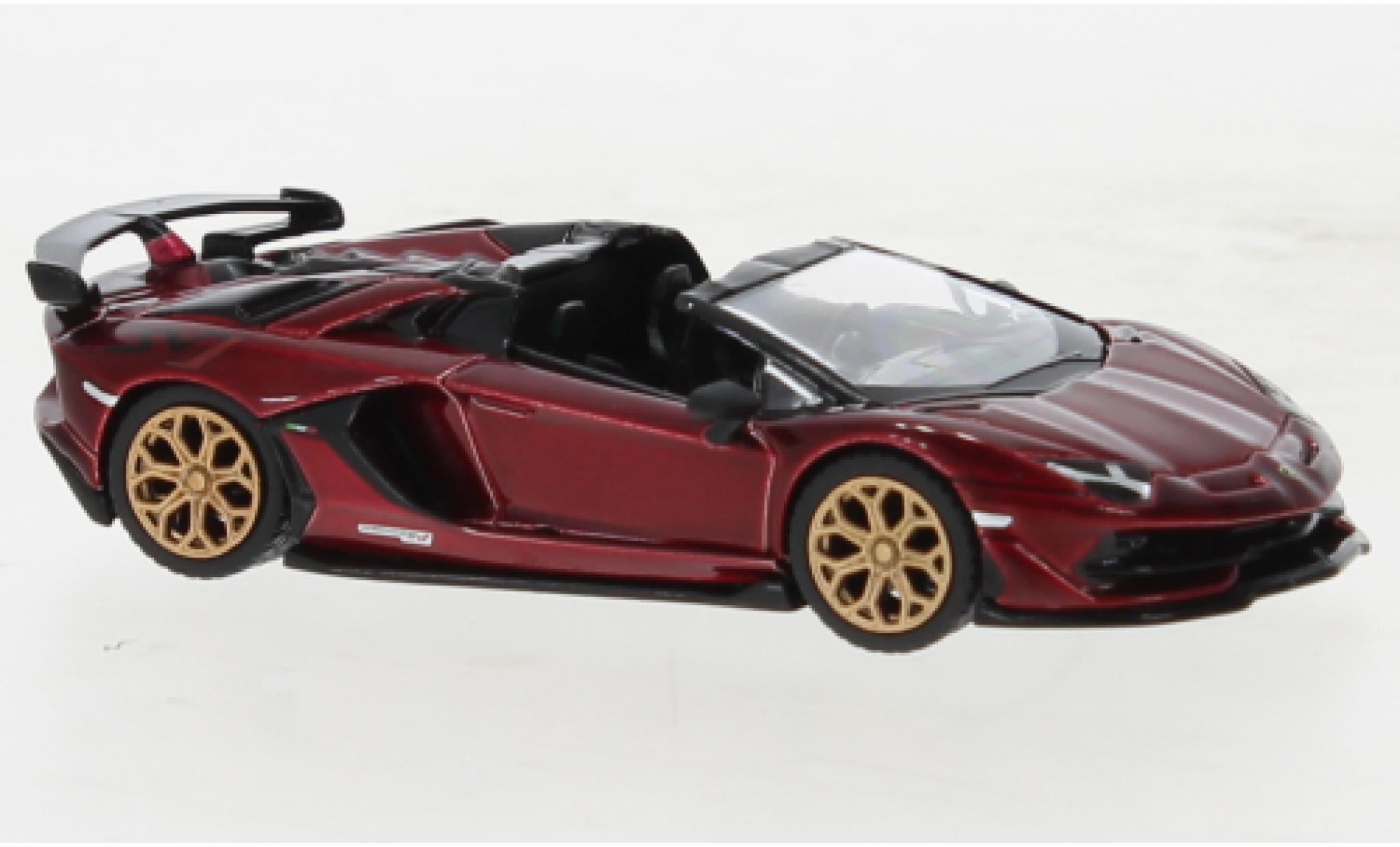Lamborghini Aventador 1/64 Mini GT SVJ Roadster metallise red fonc&eacute; diecast model cars
