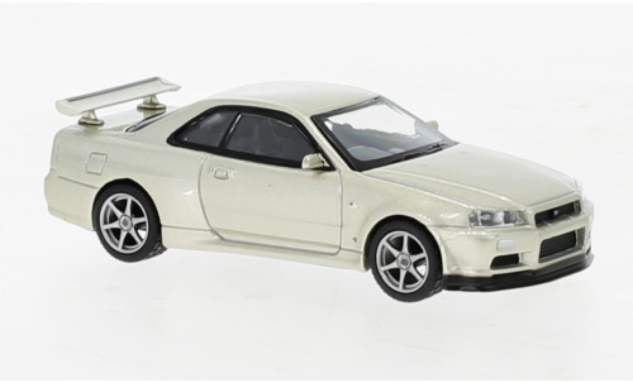 Nissan Skyline 1/64 Mini GT GT-R (R34) M-Spec metallise beige diecast model cars