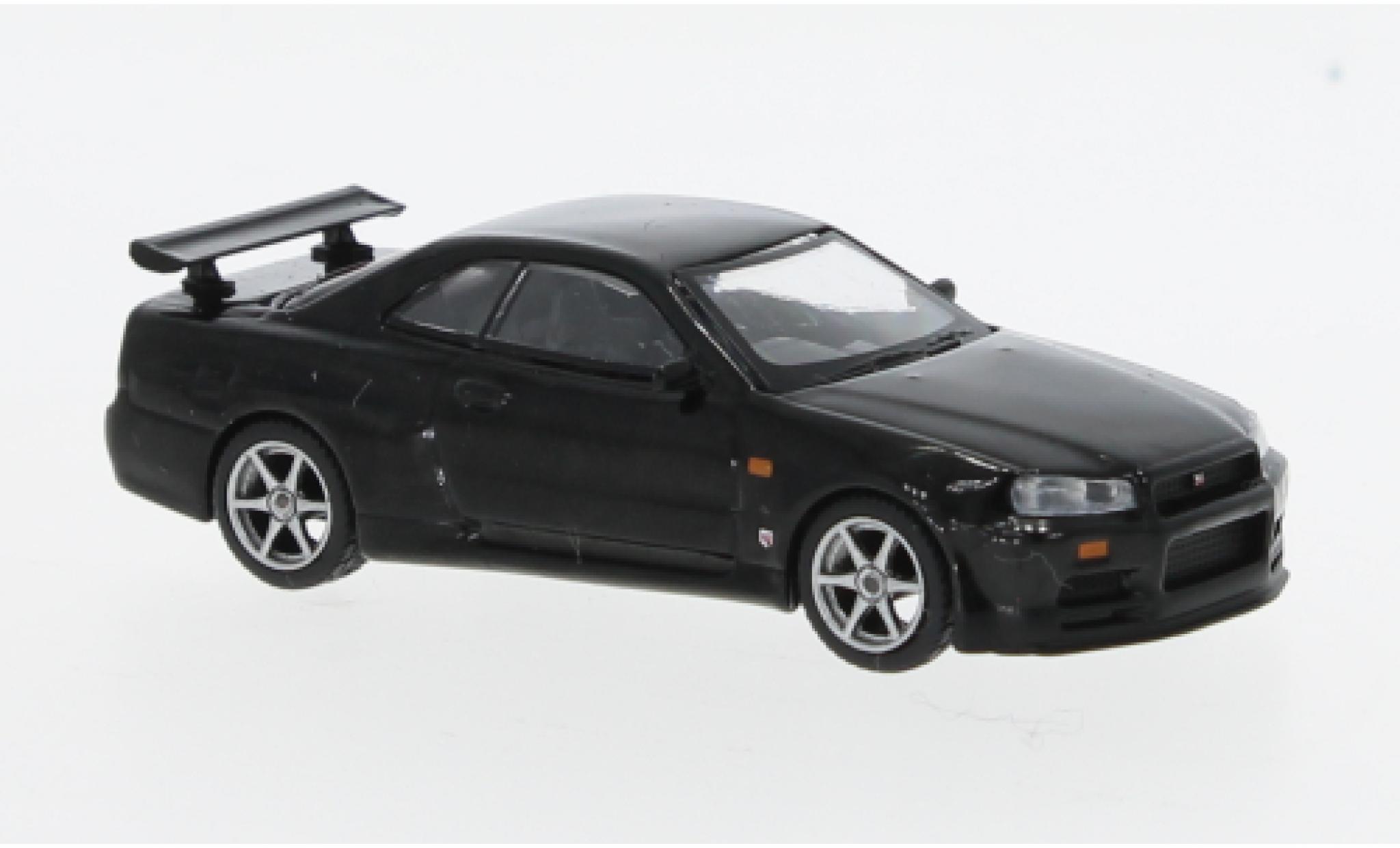 Nissan Skyline 1/64 Mini GT GT-R (R34) V-Spec metallise black diecast model cars
