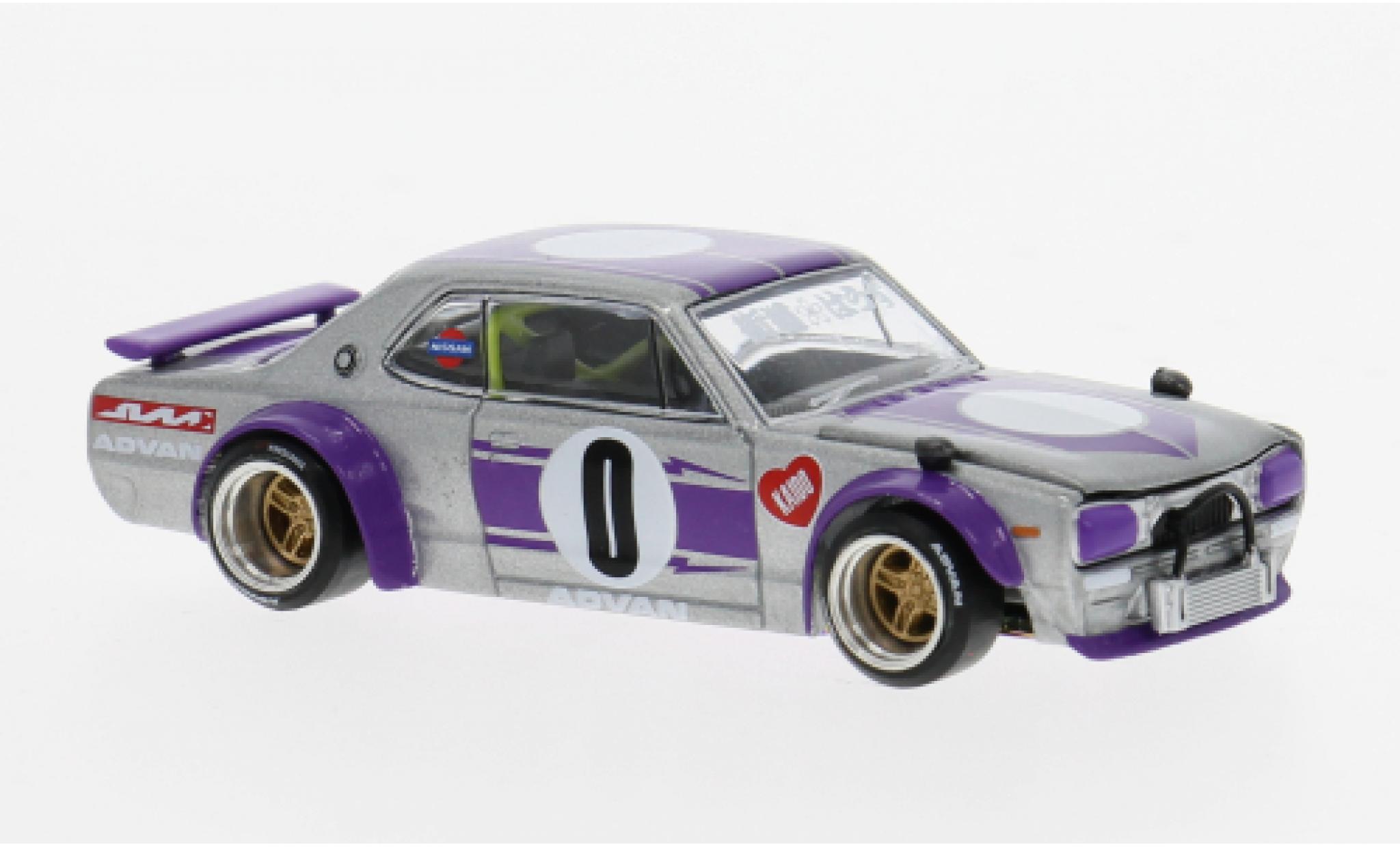 Nissan Skyline 1/64 Mini GT 2000 GT-R (KPGC10) purple/silver 1969 1:64 diecast model cars