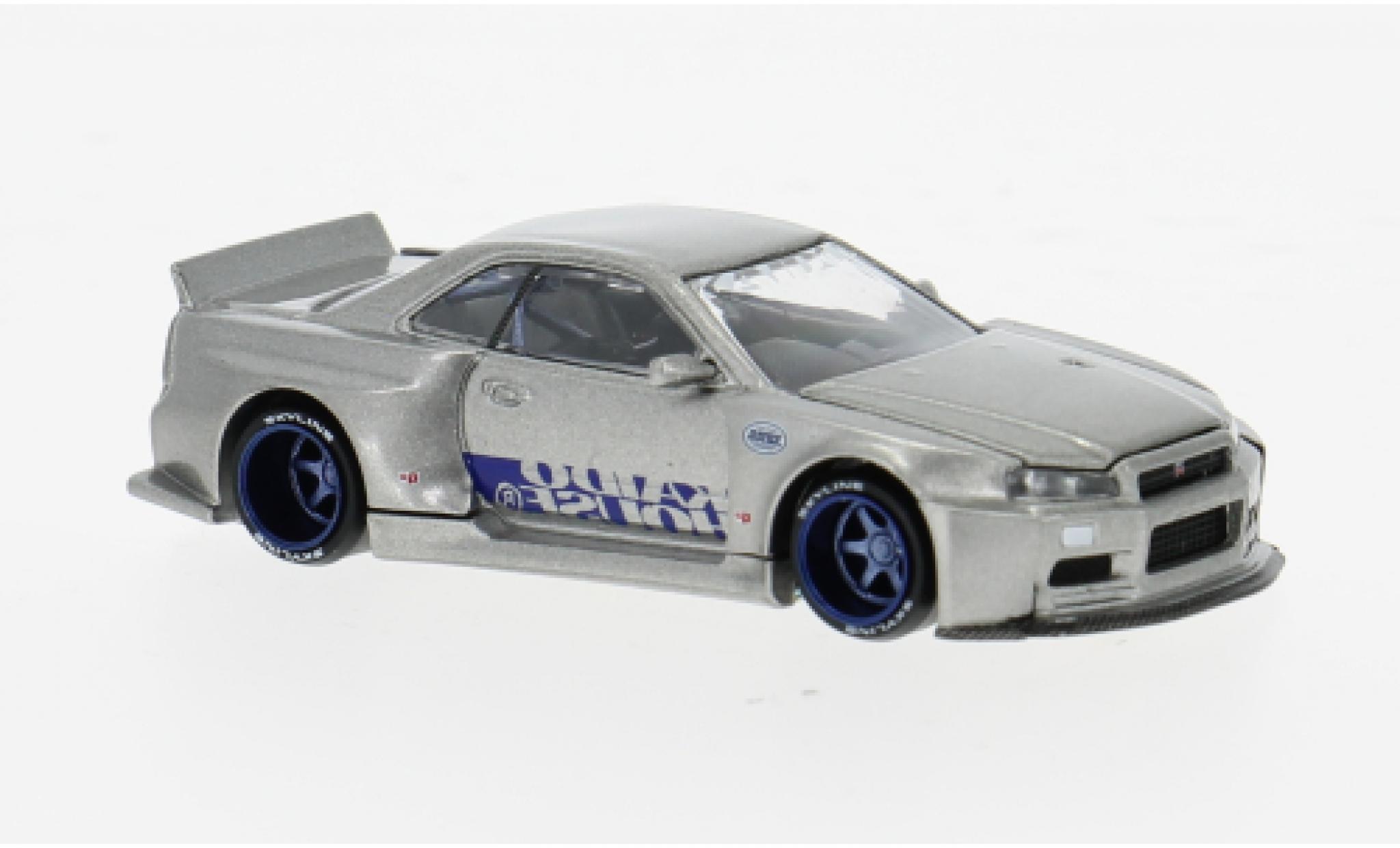 Nissan Skyline 1/64 Mini GT GT-R (R34) silver/blue 1999 1:64 diecast model cars