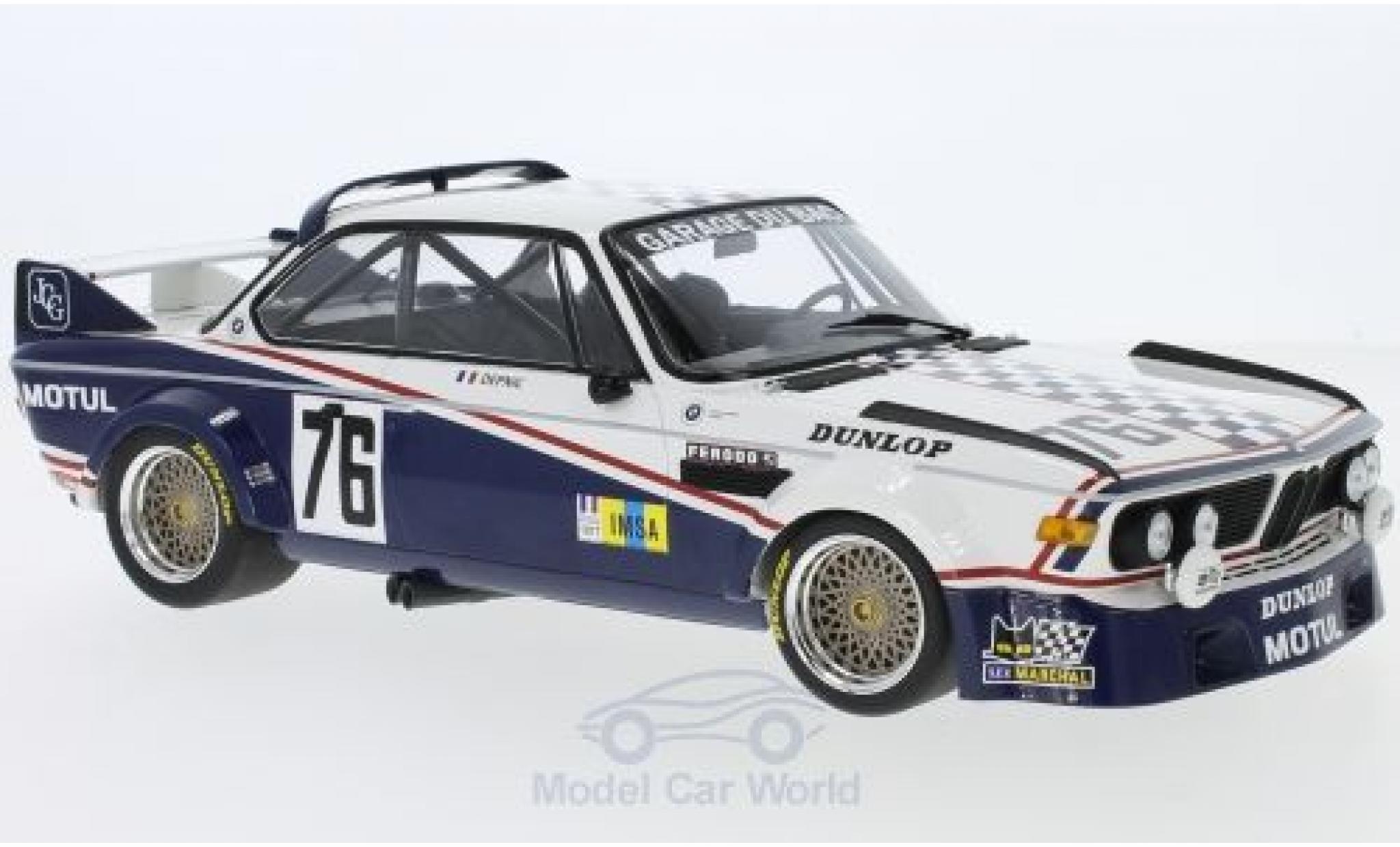 Bmw 3.0 S 1/18 Minichamps CSL No.76 Garage Du Bac 24h Le Mans 1977 Depnic/J.Coulon diecast model cars
