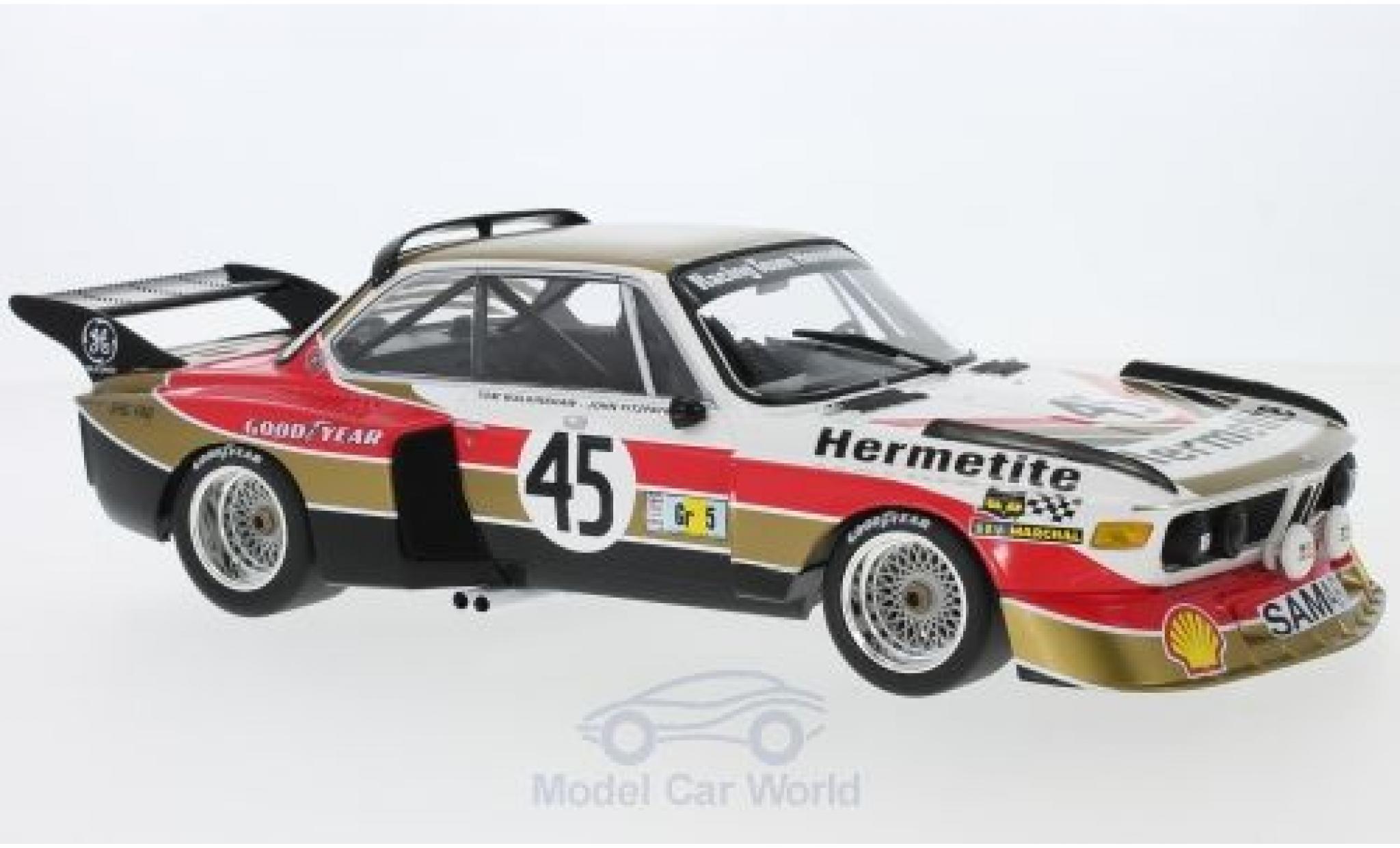 Bmw 3.5 1/18 Minichamps CSL No.45 Hermetite Productions Ltd. 24h Le Mans 1976 J.Fitzpatrick/T.Walkinshaw diecast model cars