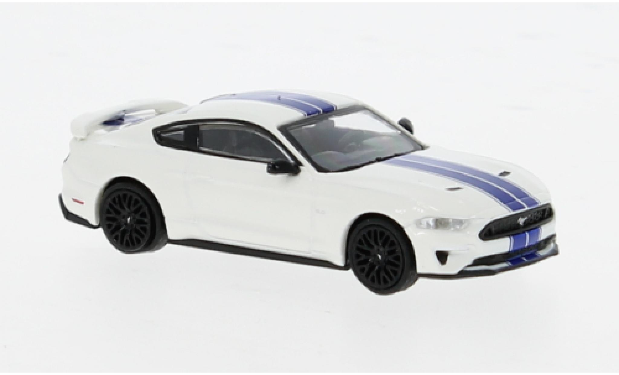 Ford Mustang 1/87 Minichamps GT white/blue 2018 1:87 diecast model cars