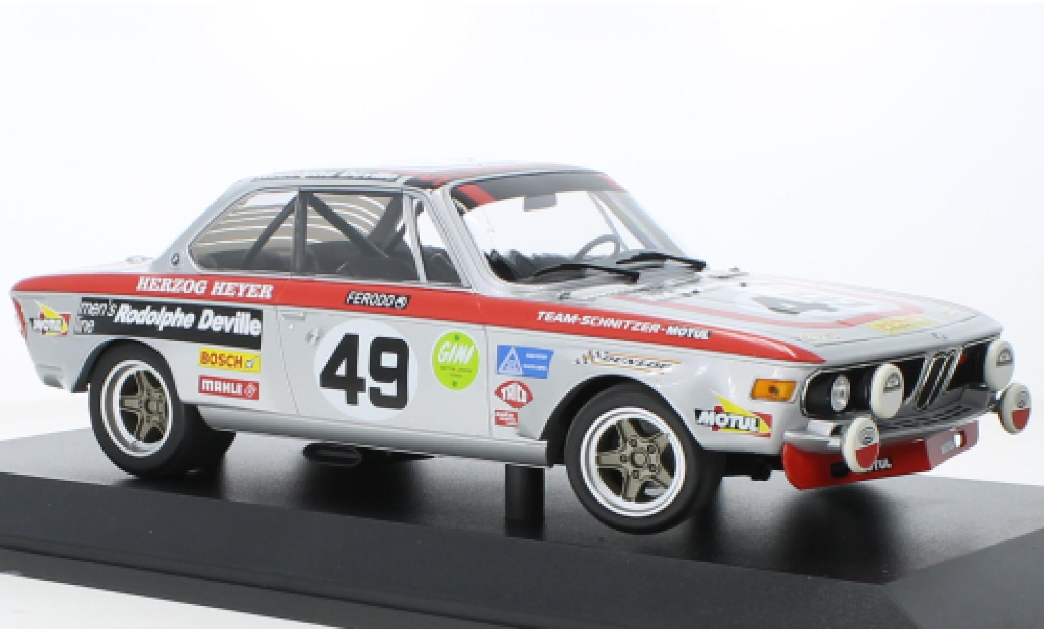 Bmw 2800 1/18 Minichamps CS No.49 Team Schnitzer-Motul 24h Spa 1972 diecast model cars