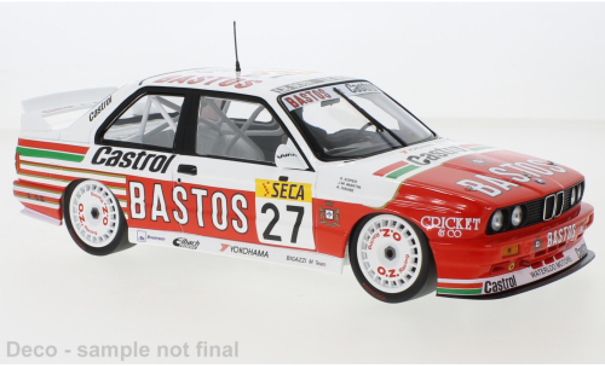 Bmw M3 1/18 Minichamps (E30) No.27 Bigazzi Team Bastos 24h Spa Francorchamps 1990 diecast model cars