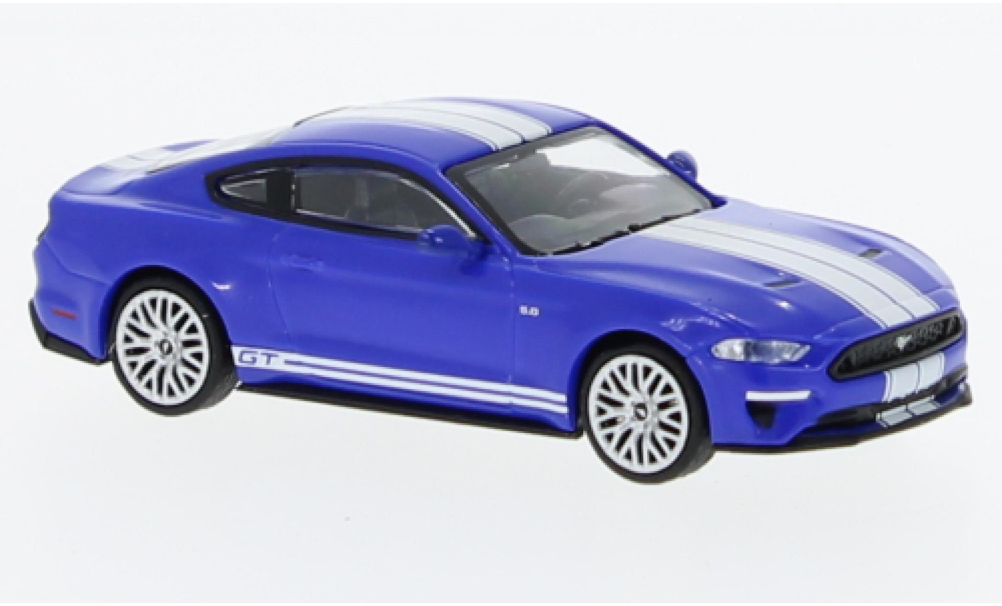Ford Mustang 1/87 Minichamps GT metallise blue/white 2018 diecast model cars