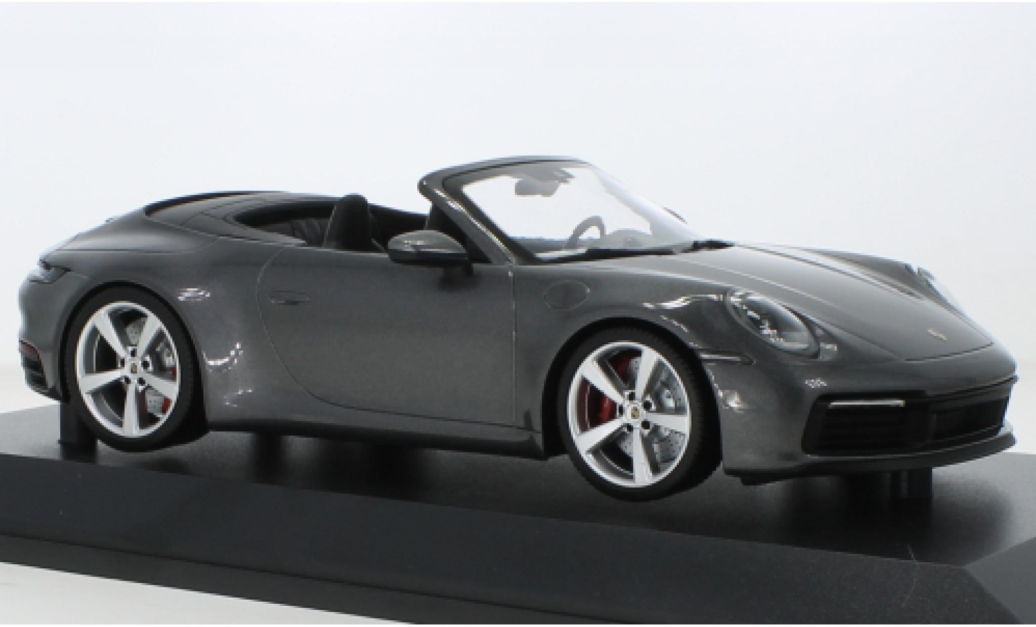 Porsche 992 4S 1/18 Minichamps 911  Carrera Convertible metallise grey 2019 diecast model cars