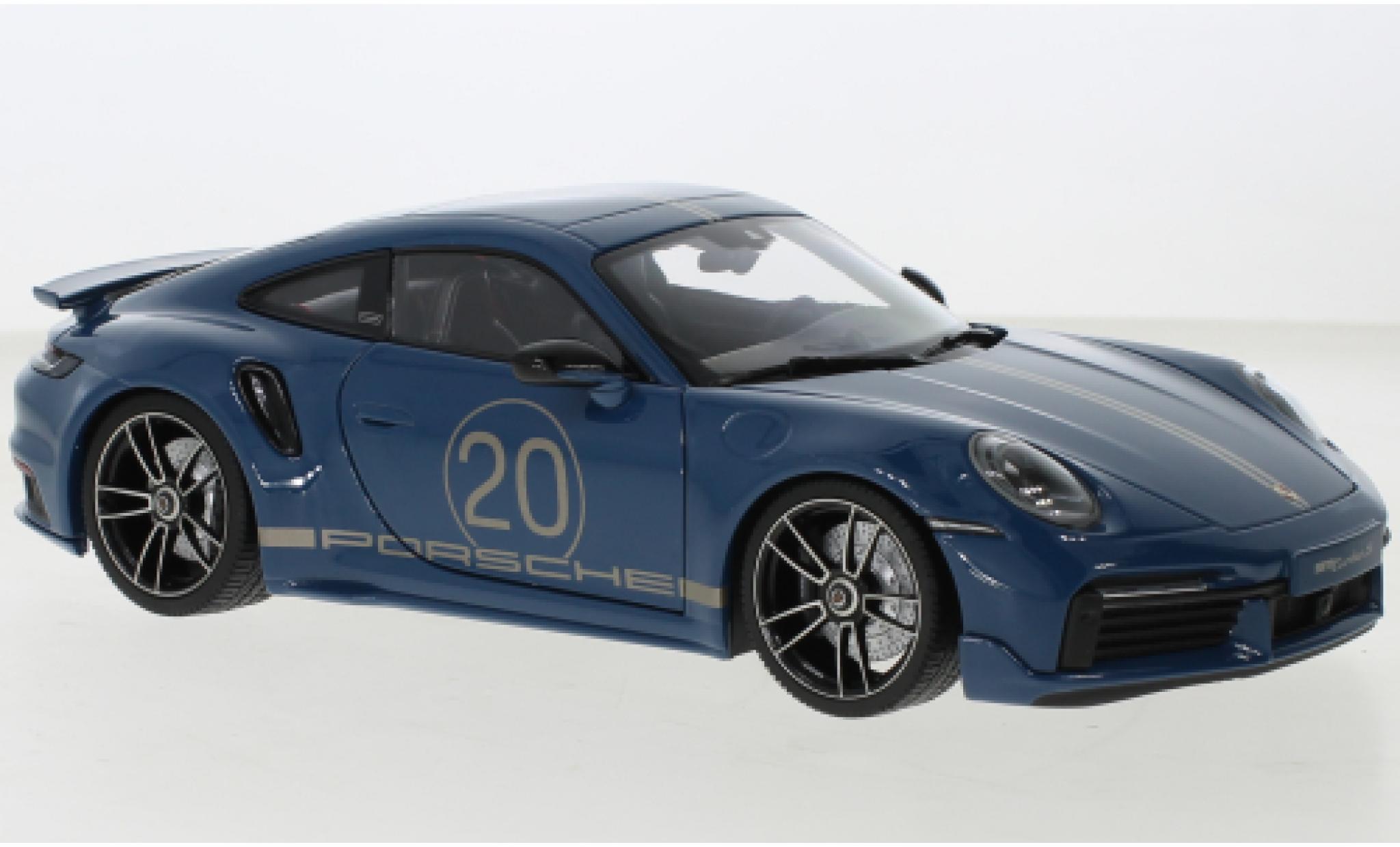Porsche 992 Turbo s 1/18 Minichamps 911  Turbo S Sport Design blue 2021 diecast model cars