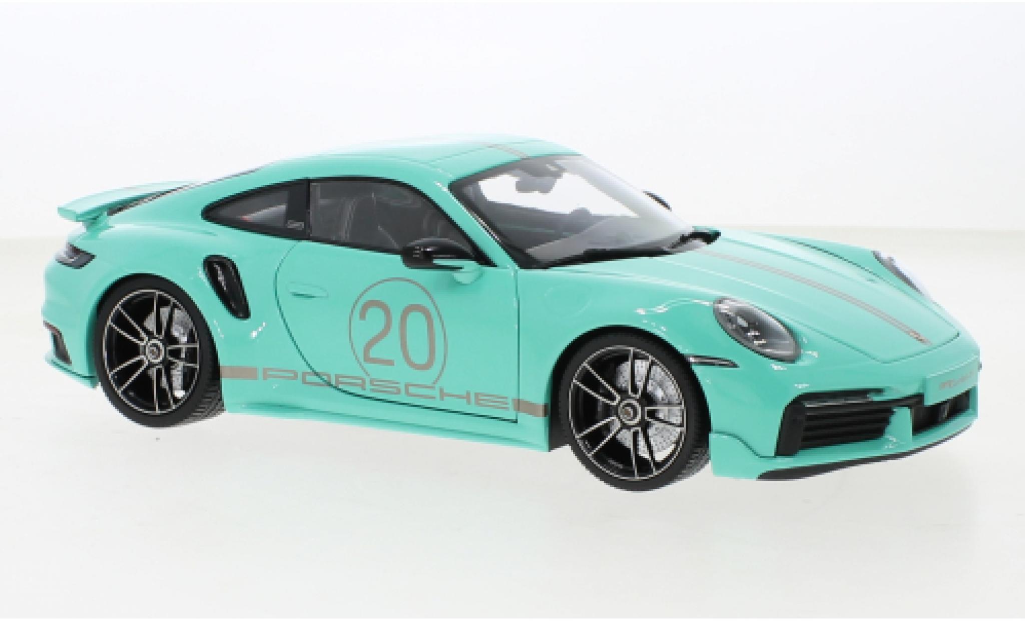 Porsche 992 Turbo s 1/18 Minichamps 911  Turbo S Sport Design green 2021 diecast model cars