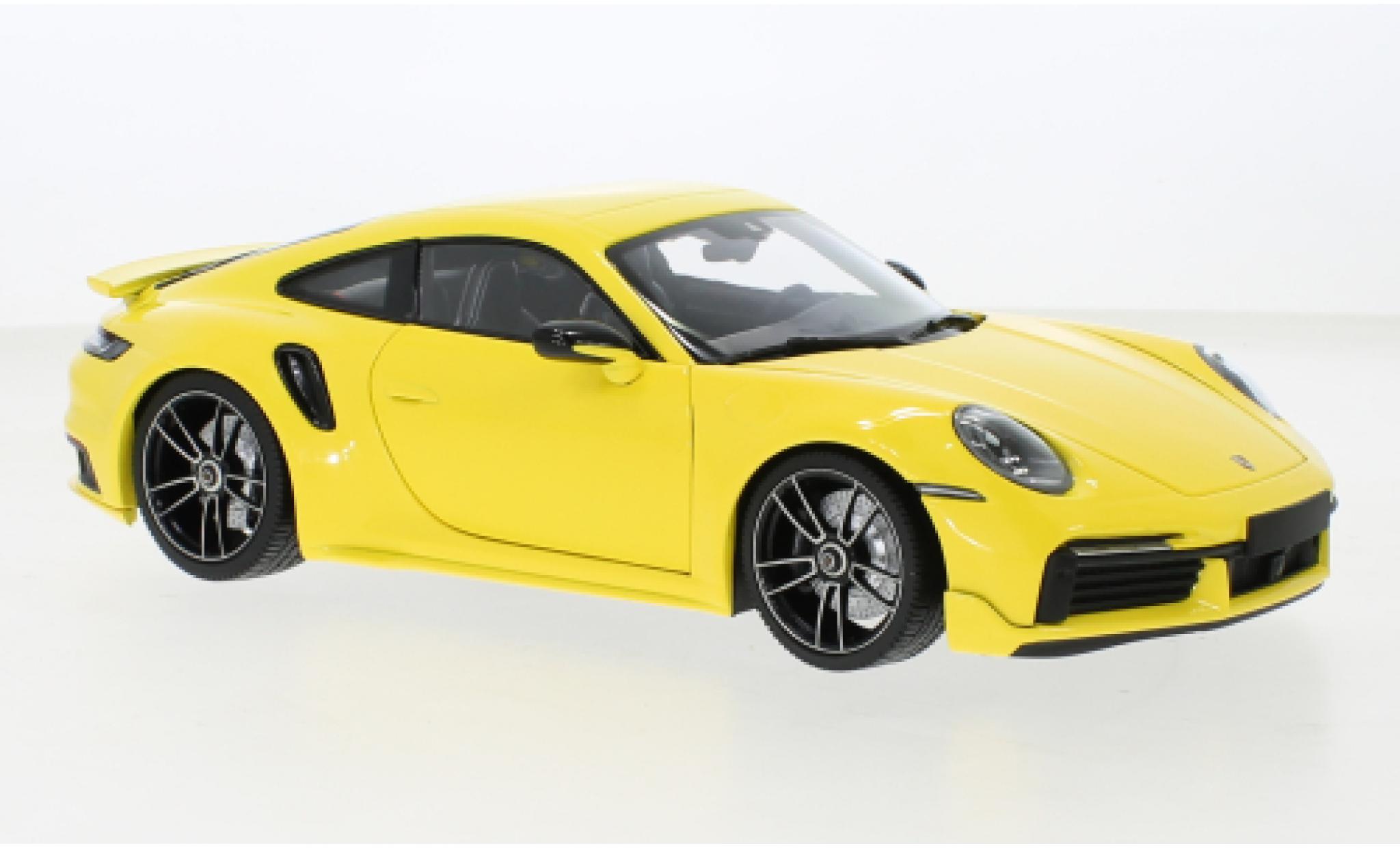 Porsche 992 Turbo s 1/18 Minichamps 911  Turbo S Sport Design yellow 2021 diecast model cars