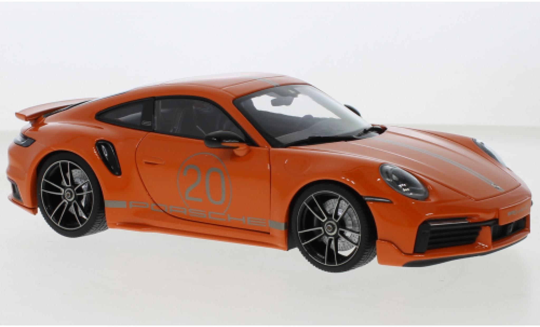 Porsche 992 Turbo s 1/18 Minichamps 911  Turbo S Sport Design orange 2021 diecast model cars