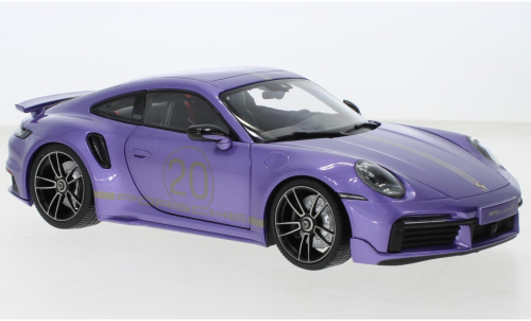 Porsche 992 Turbo s 1/18 Minichamps 911  Turbo S Sport Design purple 2021 diecast model cars